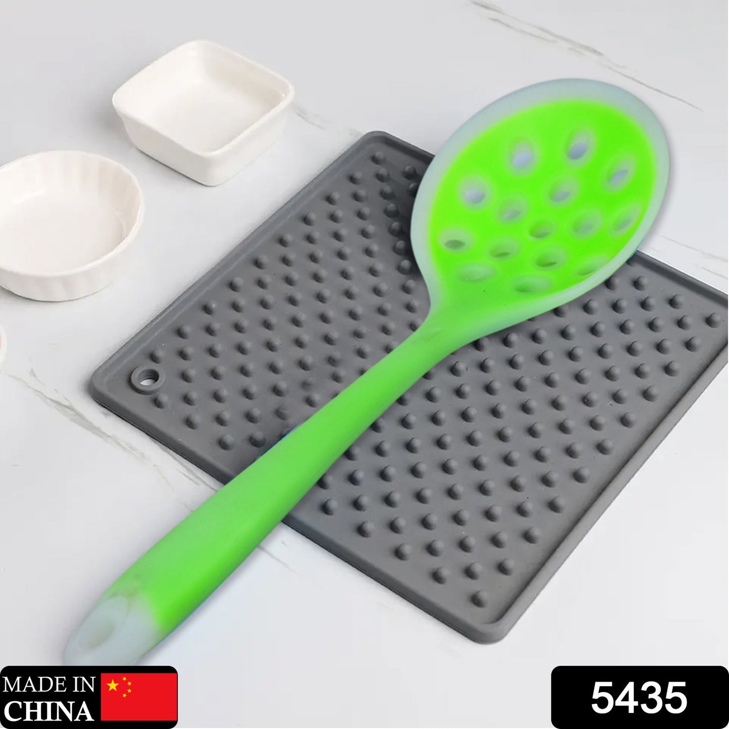 5435 1PC Food Grade Silicone Colander Shovel Strainers Spoon Colorful Kitchen Scoop Drainage Colanders (28cm)