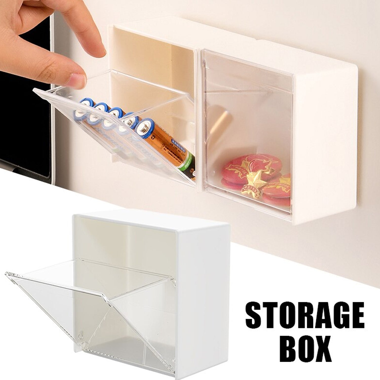 4037Adhesive Wall Mounted Flip Storage Box Holder Small Object Storage Case ( 1 pcs ) 