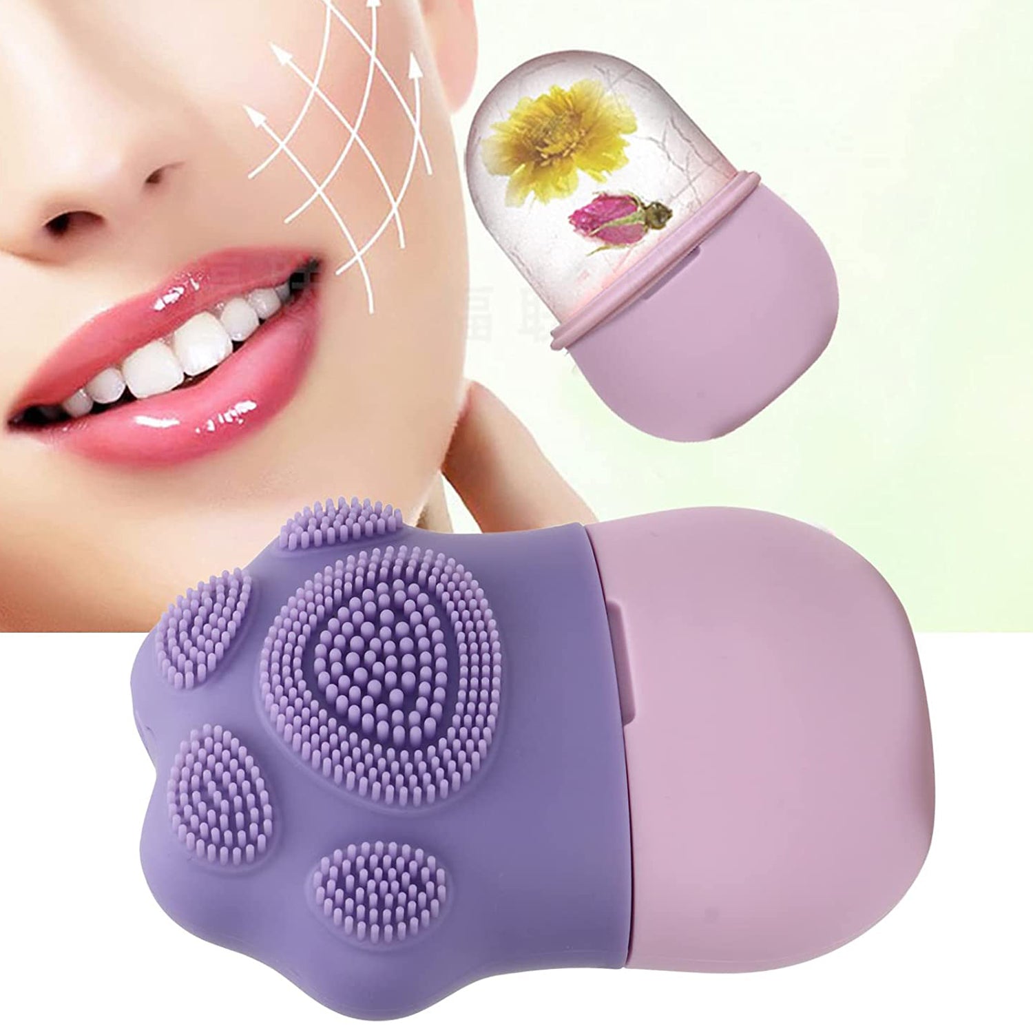 1226 Non Slip Silicone Face Ice Cubes Easy Grip New Unique Shape ice Roller Base Reusable for Beauty  ( 1 pc ) 