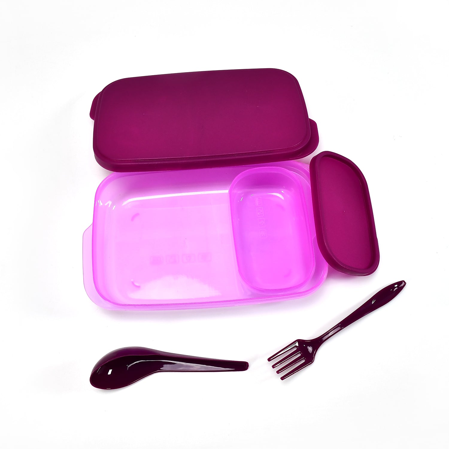 2453 Unbreakable Divine Leak Proof Plastic Lunch Box Food Grade Plastic BPA-Free 2 Containers with Spoon 