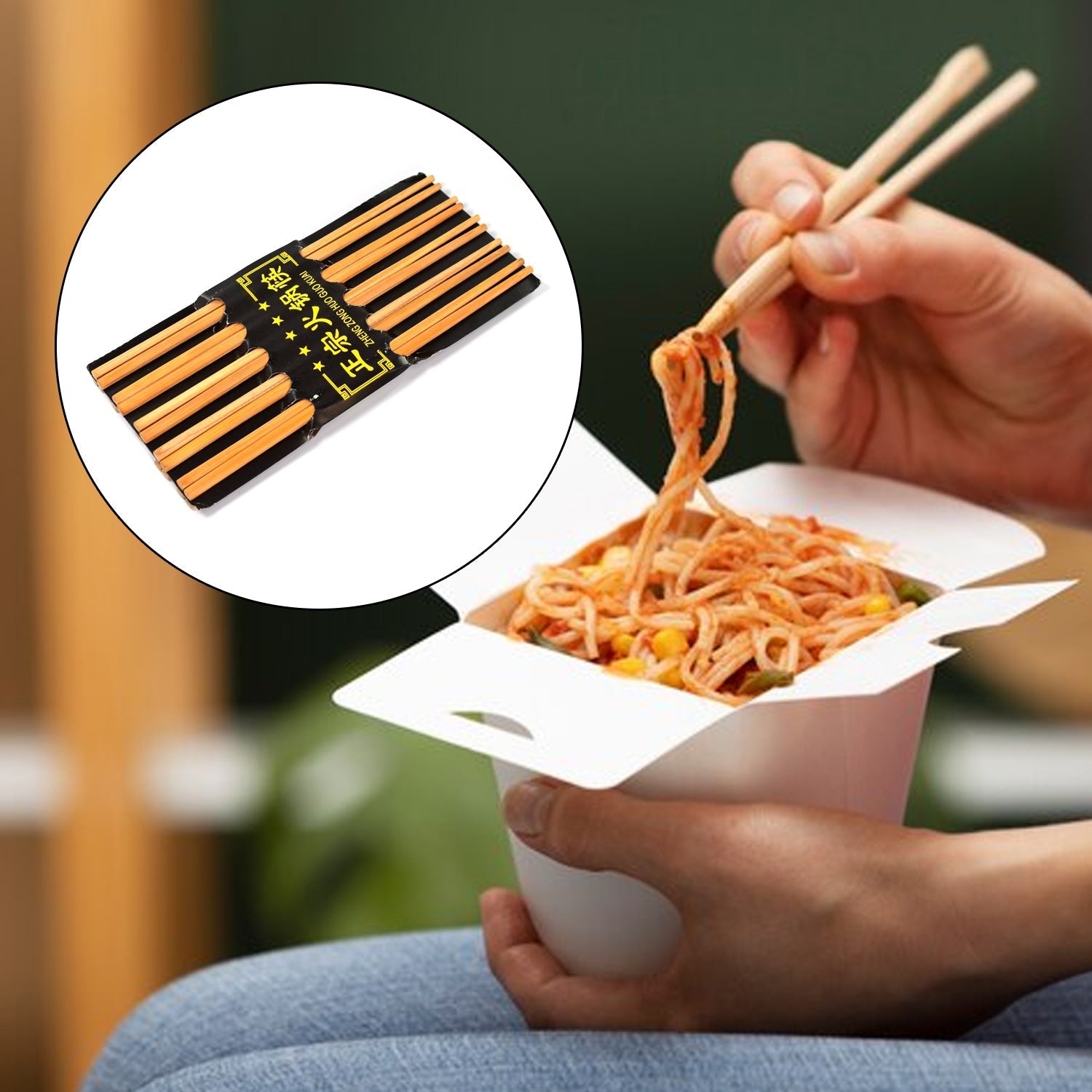 2908 10pair Chopsticks Set Lightweight Easy to Use Chop Sticks with Case for Sushi, Noodles and Other Asian Food 