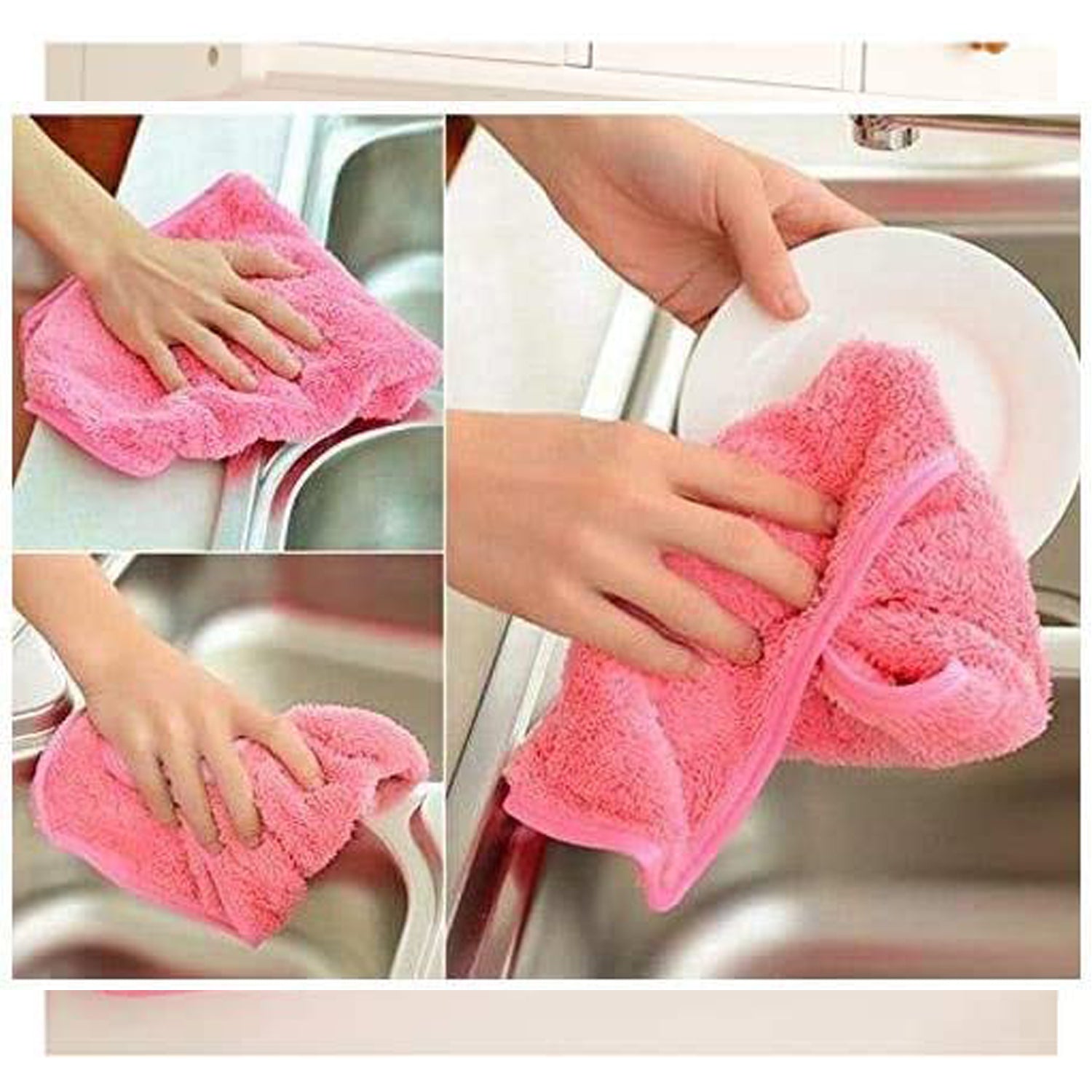 6203  Microfiber wash Basin Hanging Hand Kitchen Towel Napkin Microfiber Cloth Cartoon Animal Hanging Dishcloths Kitchen Accessories ( 1pc ) 