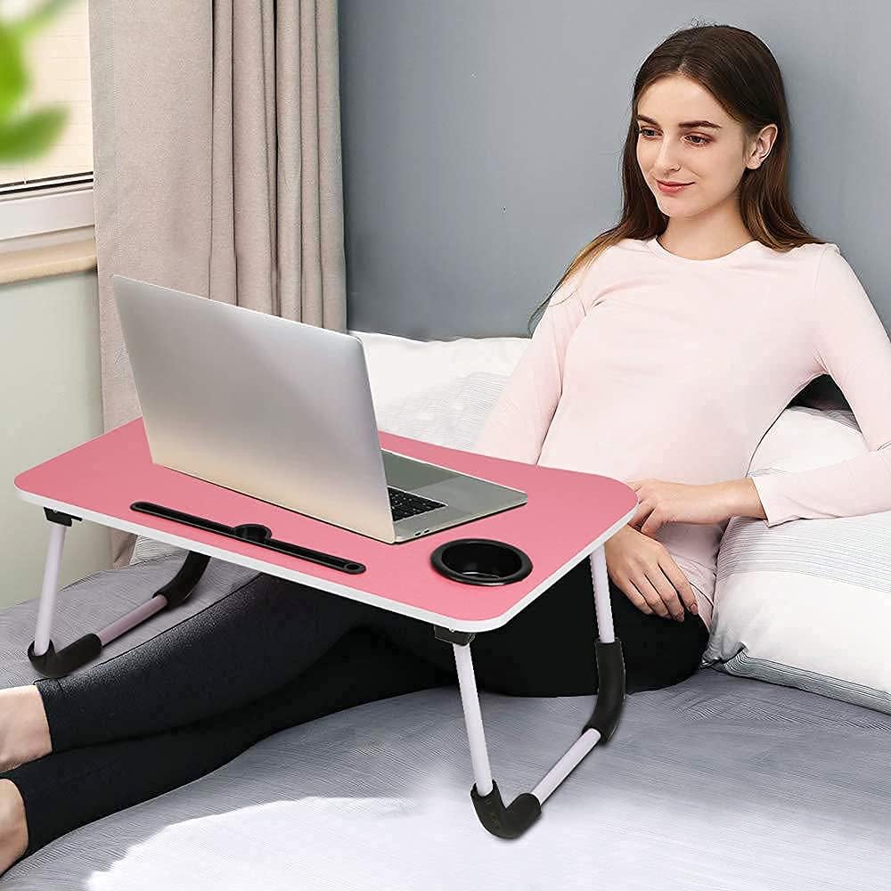 4494 Multi-Purpose Laptop Desk for Study and Reading with Foldable Non-Slip Legs Reading Table Tray , Laptop Table ,Laptop Stands, Laptop Desk, Foldable Study Laptop Table ( PINK ) 