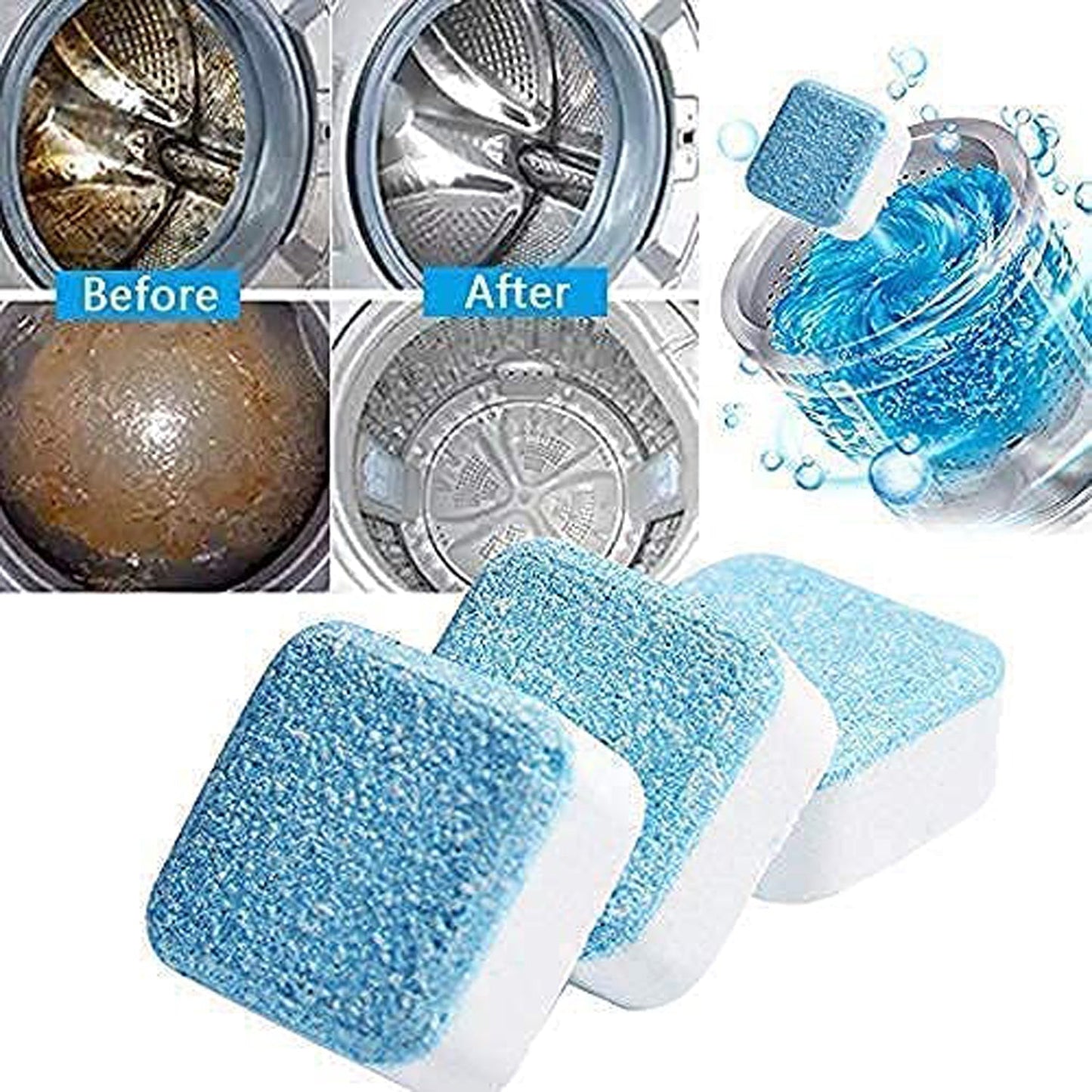 6245 Washing Machine Effervescent Tablet for all Company’s Front and Top Load Machine Tablet for Perfectly Cleaning of Tub & Drum Stain Remover Washer Cleaner 