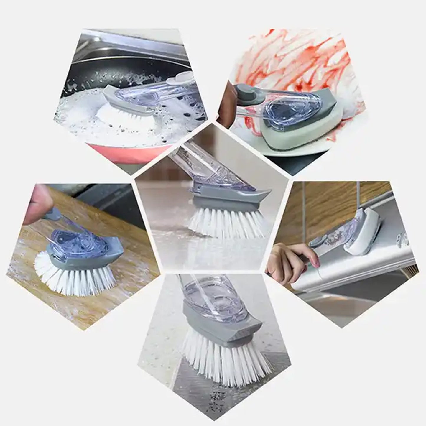 Home & Kitchen Cleaning Brushes, Scrubber, Soap Dispenser Scrub Brush for Pans Pots and Bathtub Sink (5 In 1 / 2 In 1)