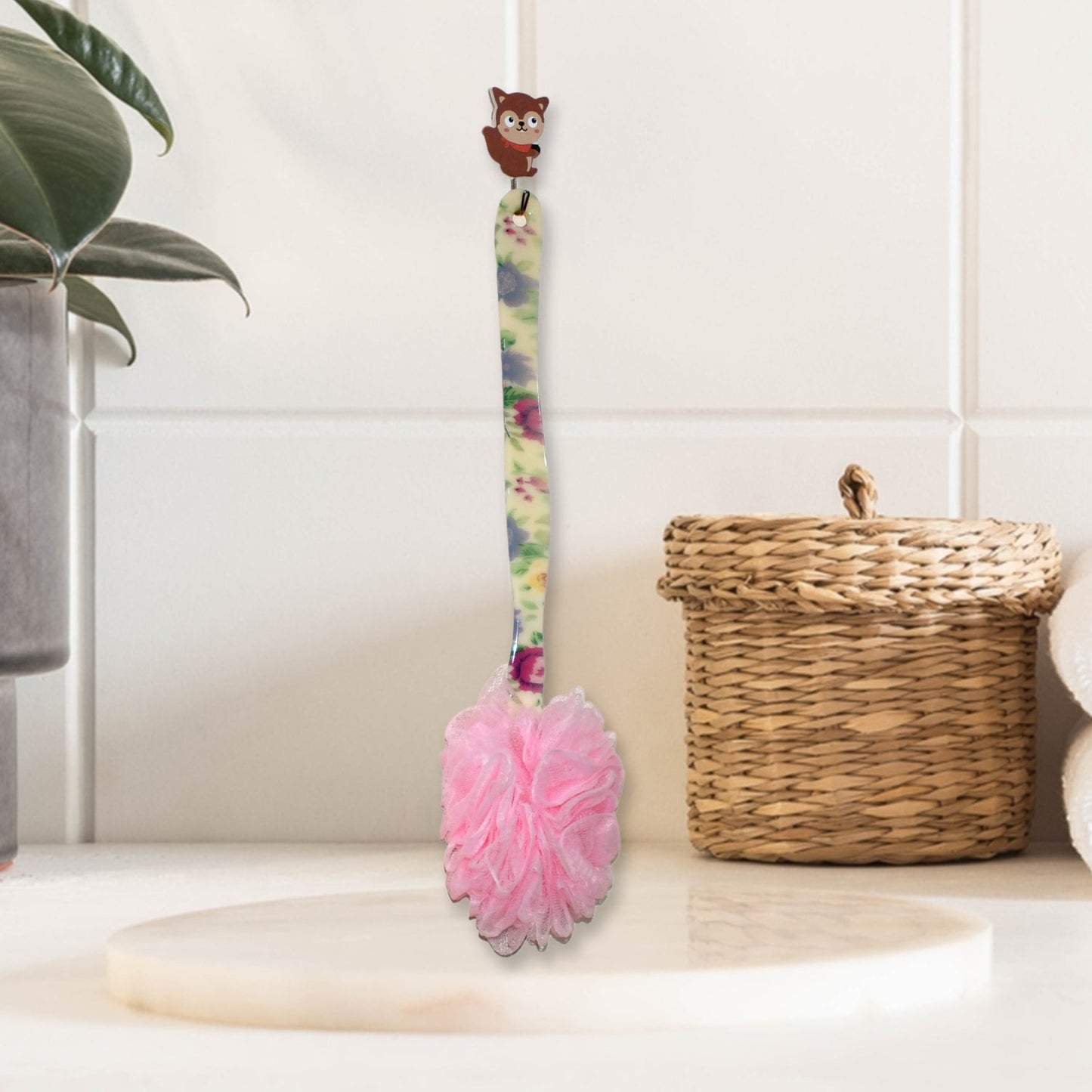 Long Handle Shower Puff Pouf Sponge Exfoliating Mesh Brush Scrubber,Bath Loofah Bath Scrubber for Body Shower Loofah Brushes, Body Bath Brush for Women and Men, Bathroom Shower Accessories (Mix 1 Pc)