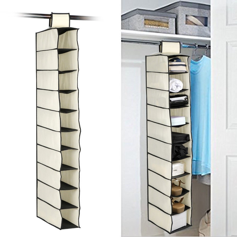 6742A 10 Tier Multipurpose Storage Rack, Foldable, Collapsible Fabric Wardrobe Organiser for Clothes 