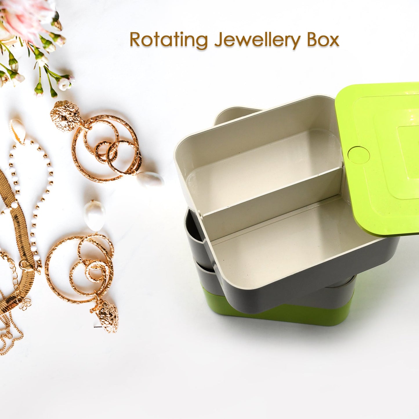 4700 4 Layers Jewelry Box, 360 Degree Rotating Jewelry Box, Jewelry and Earring Organizer Box, Accessory Storage Box