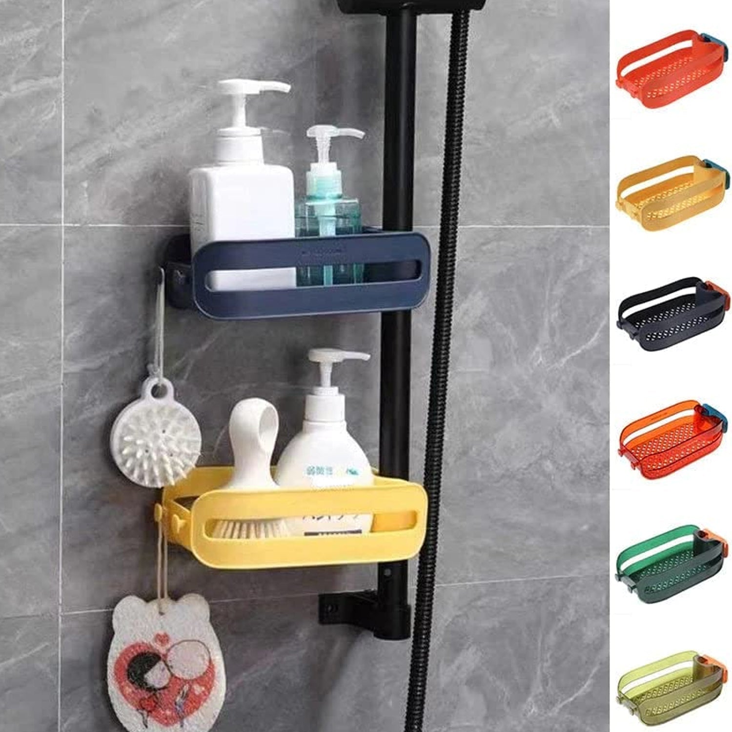 7073 Plastic Faucet Drain Basket Shelf - Drain Basket for Sink, Multipurpose Drain Basket Sink-Strainer Hangs on Faucet for All Sinks. 