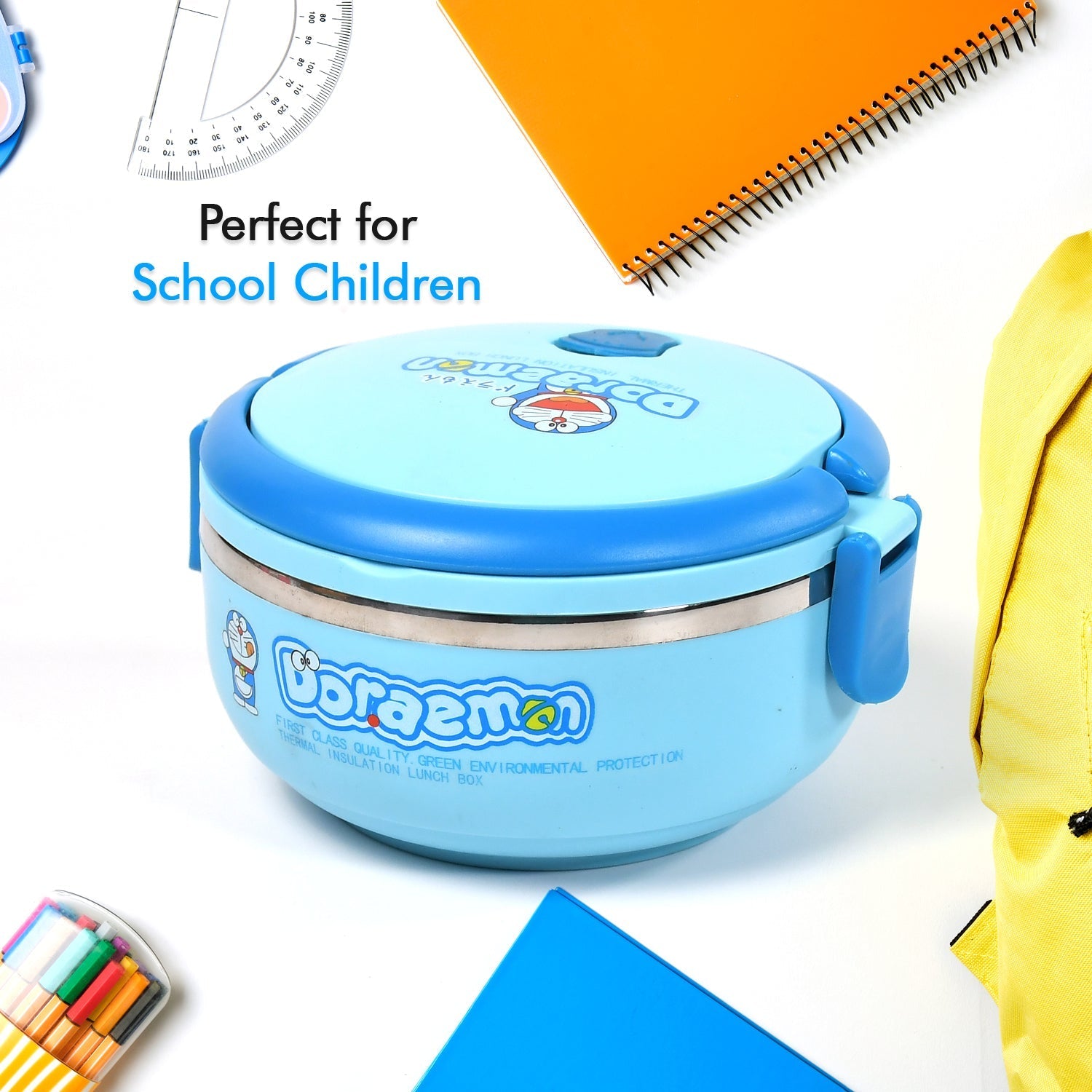 2874A Single Layer Doraemon Steel Lunch Box High Quality Premium Lunch Box  For Office & School Use 