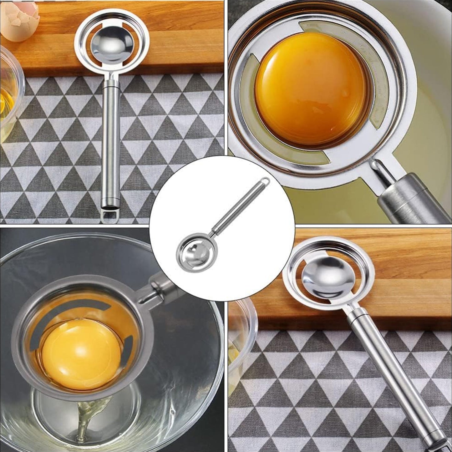 5898 kitchen tools Egg Yolk White Separator Stainless Steel Egg White Separator Tools Eggs Yolk Filter Gadgets Kitchen Gadgets Separating Funnel Spoon Egg Divider Tools