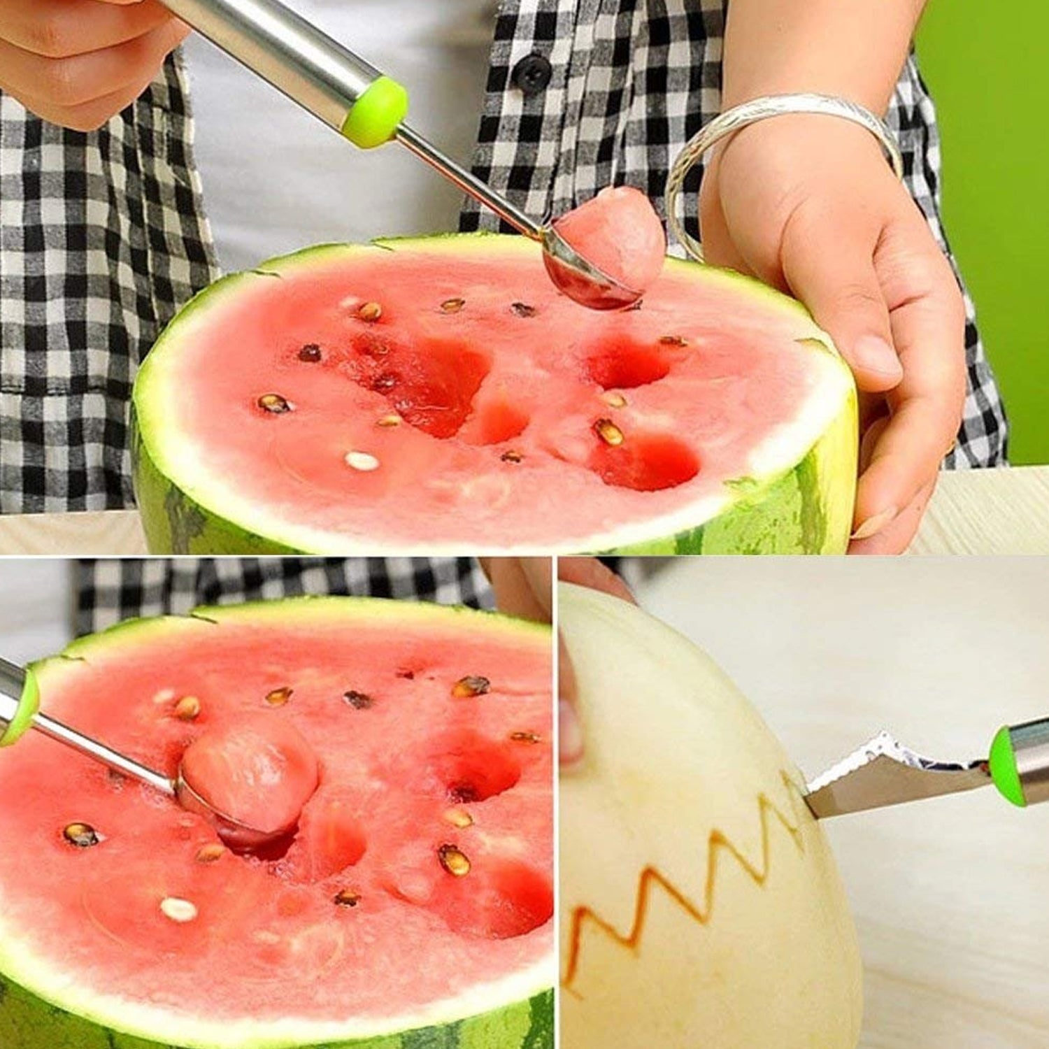 5335 Multifunctional 2 in 1 Melon Baller - Stainless Steel Dig Scoop with Fruit Carving Knife. 