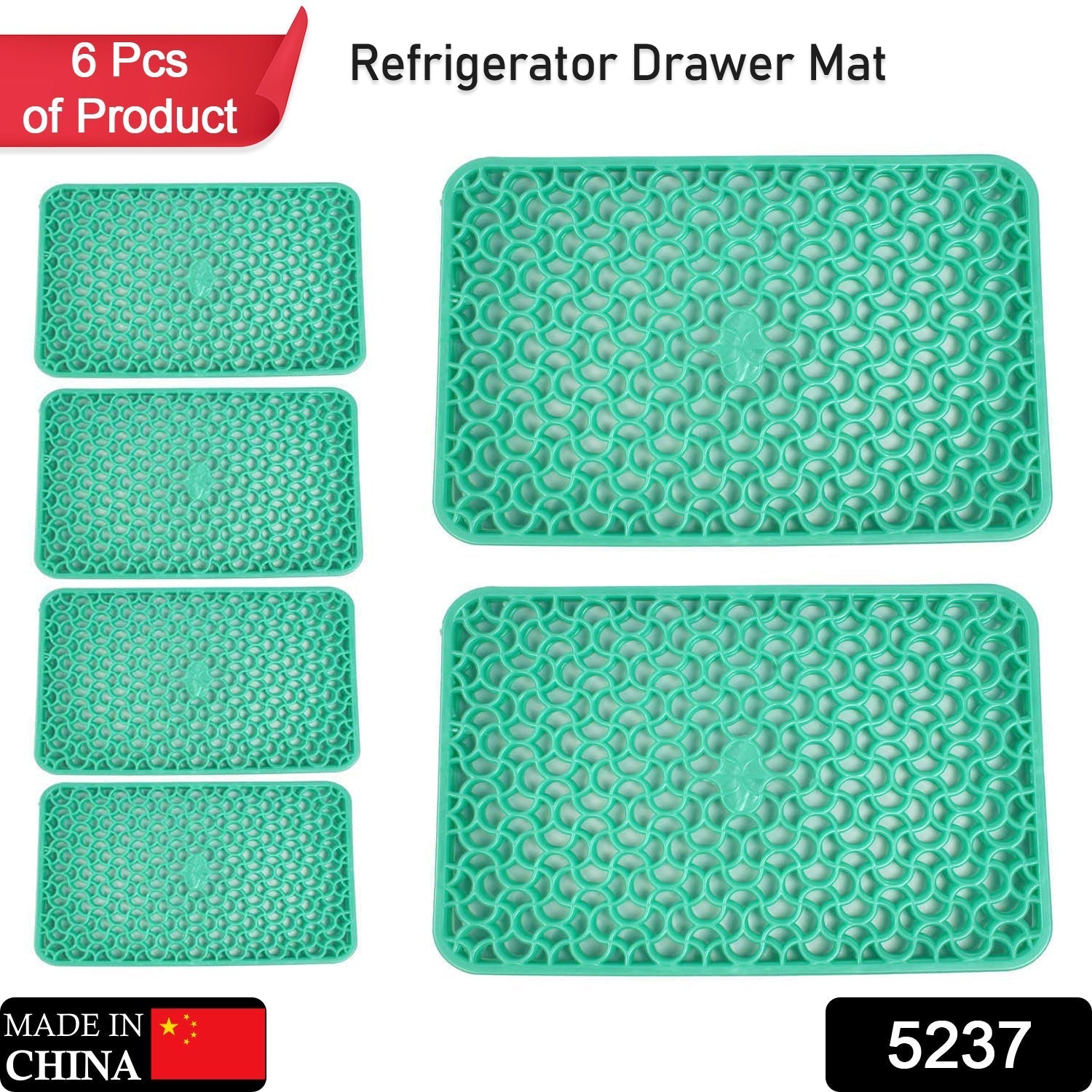 5237 Waterproof PVC Refrigerator Drawer Mats/ Multipurpose Mats/Fridge Mats Set of 6 Pcs 