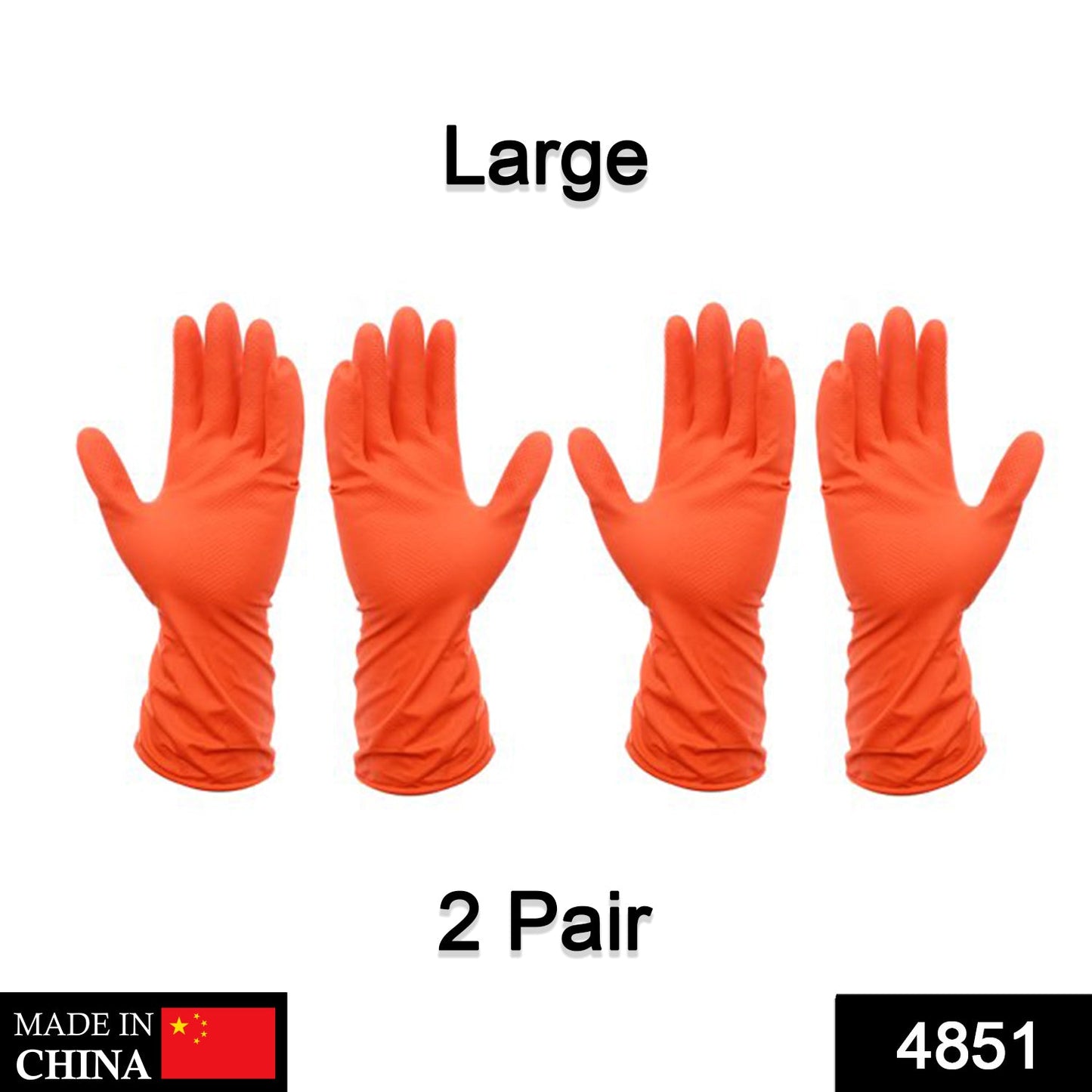 4851 2 Pair Large Orange Gloves For Types Of Purposes Like Washing Utensils, Gardening And Cleaning Toilet Etc. 