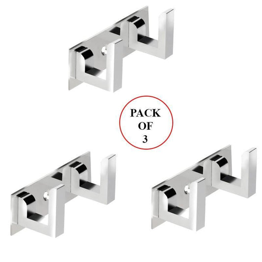 472_2 Pin Cloth Hanger Bathroom Wall Door Hooks For Hanging keys,Clothes Holder Hook Rail (Pack of 3) 
