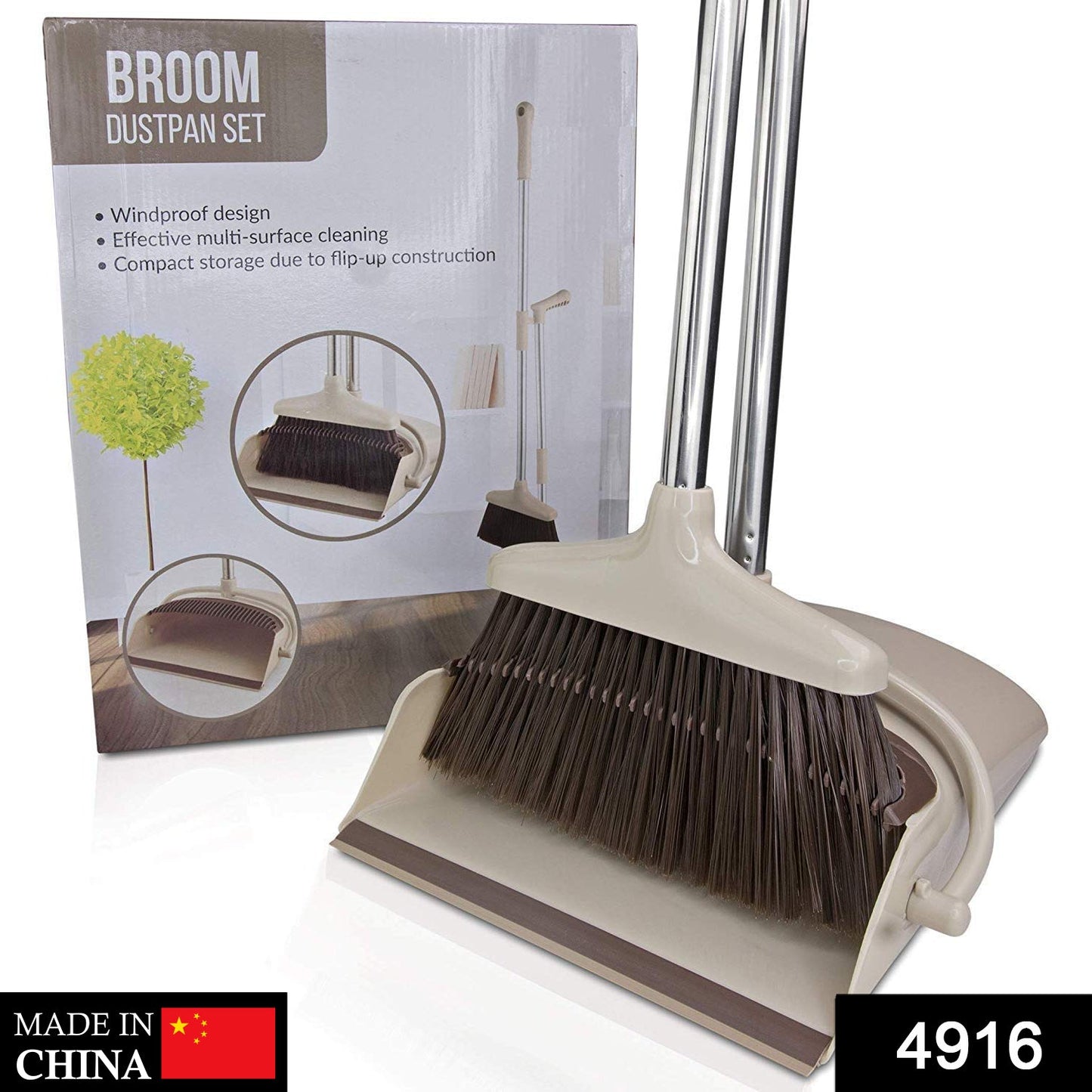 4916 Handle Dustpan and Brush for Sweeping & Cleaning Dust Pan and Broom Handled 