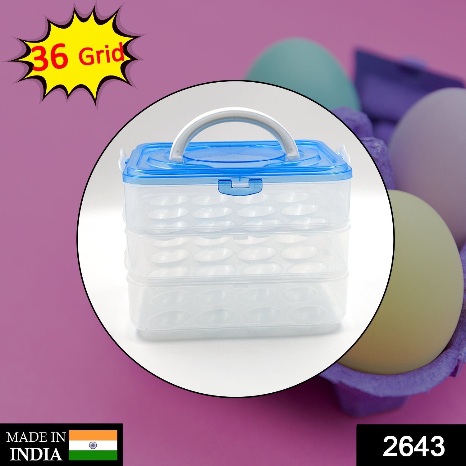 2643 3-Layer Plastic Refrigerator Egg Storage Box (36 Grid) 