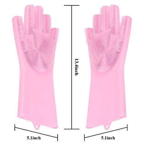 0714A Reusable Silicone Cleaning Brush Scrubber Gloves (Multicolor) 