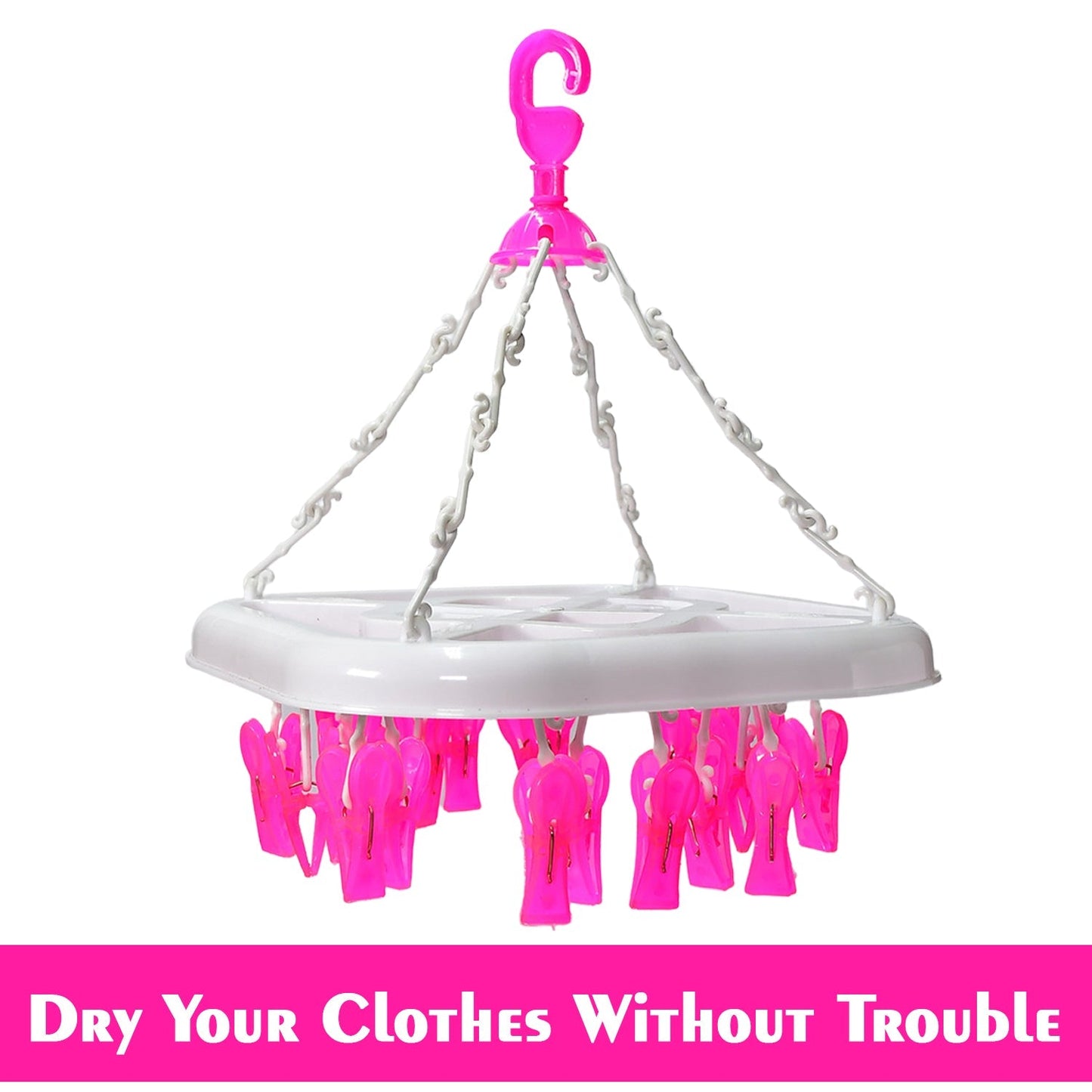 6322 PLASTIC ROUND CLOTH DRYING STAND HANGER WITH 20 CLIPS 