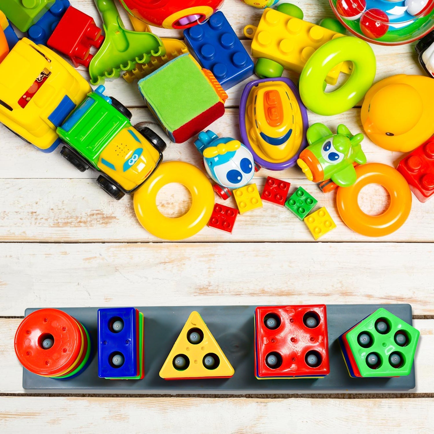8098 Geometric Brick - 5 Angle Matching Column Blocks for Kids - Preschool Educational Learning Toys. 