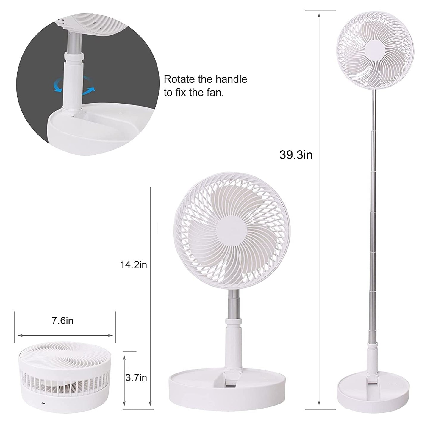 7206 TELESCOPIC ELECTRIC DESKTOP FAN, HEIGHT ADJUSTABLE, FOLDABLE & PORTABLE FOR TRAVEL/CARRY | SILENT TABLE TOP PERSONAL FAN FOR BEDSIDE, OFFICE TABLE 