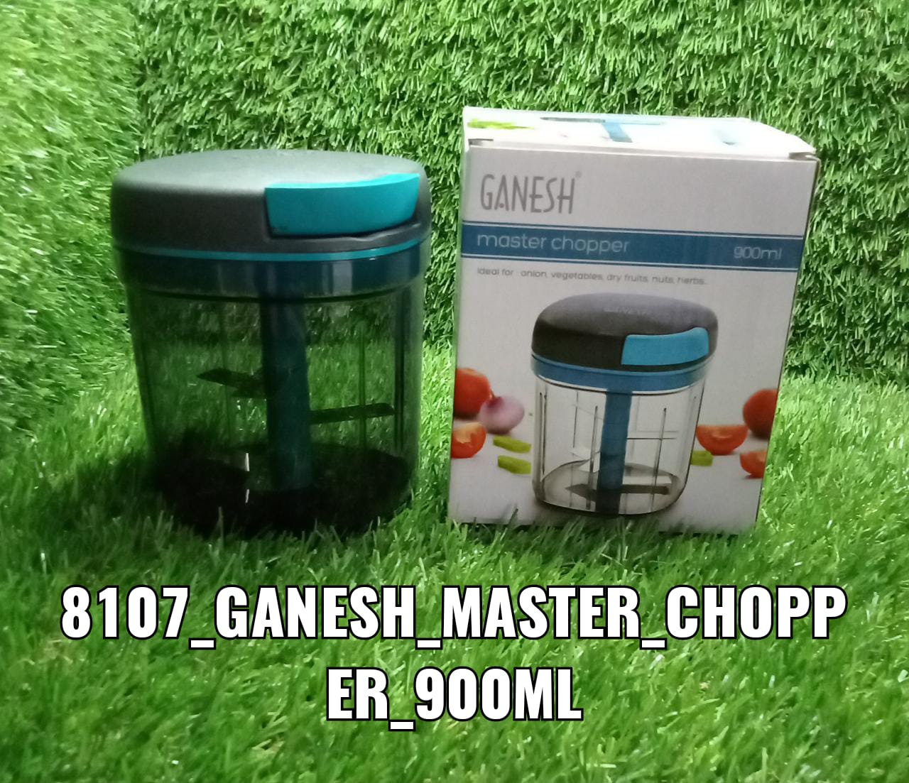 8107 Ganesh Master Chopper with 5 Stainless Steel Blades, XL Large Jumbo Chopper (900 Ml) 