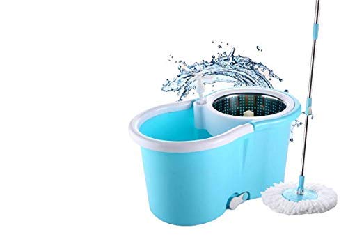 8704 Steel Spinner Bucket Mop 360 Degree Self Spin Wringing with 2 Absorbers for Home and Office Floor Cleaning Mops Set 