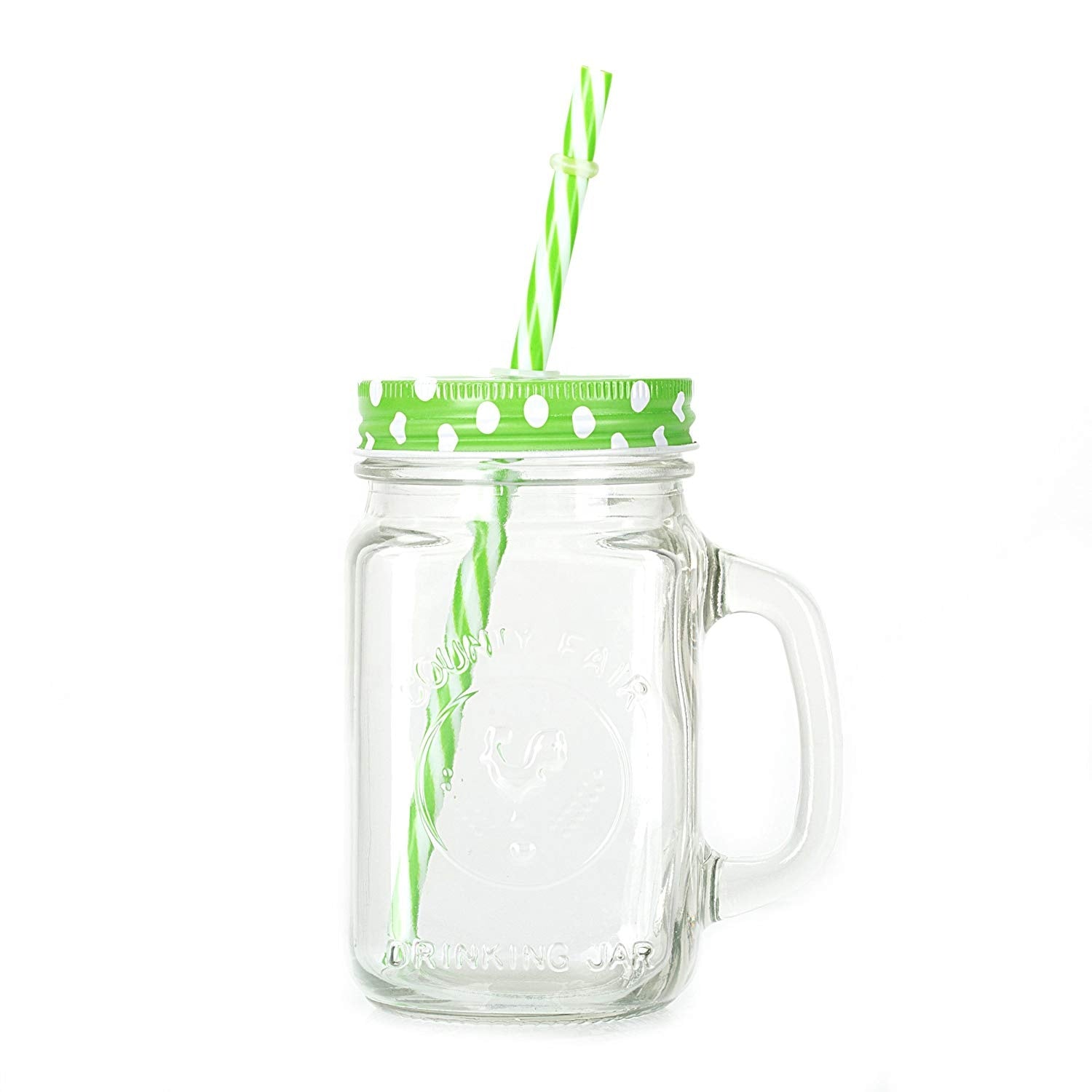 760 Drinking Cup/Glass/Mug Mason Jar with Handle & Straw 