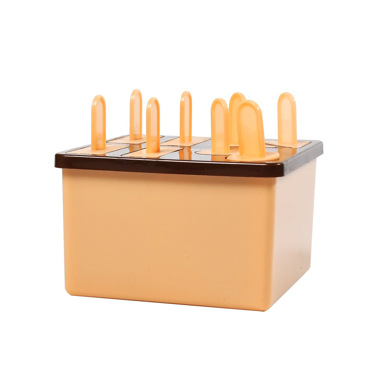 6316B  Plastic Kulfi Mould, Kulfi Moulds 8 pcs Tray Ice Cream Mould Reusable Frozen Kulfi Maker Popsicle Sticks Lolly Ice Popsicle Candy Mould for Children pink Color Brown Box 