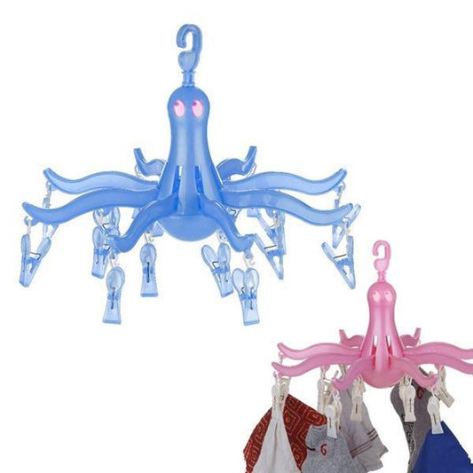 336_Small Octopus Folding Hanging Dryer Round Folding with 16 Pegs (Multicolor) 