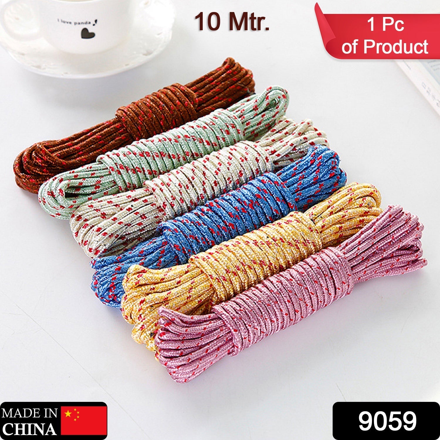 9059 10 Meter Heavy Duty Laundry Drying Clothesline Rope Portable Travel Nylon Cord Sturdy Clothes Line for Outdoor, Camping, Indoor, Crafting, Art Projects Dukandaily
