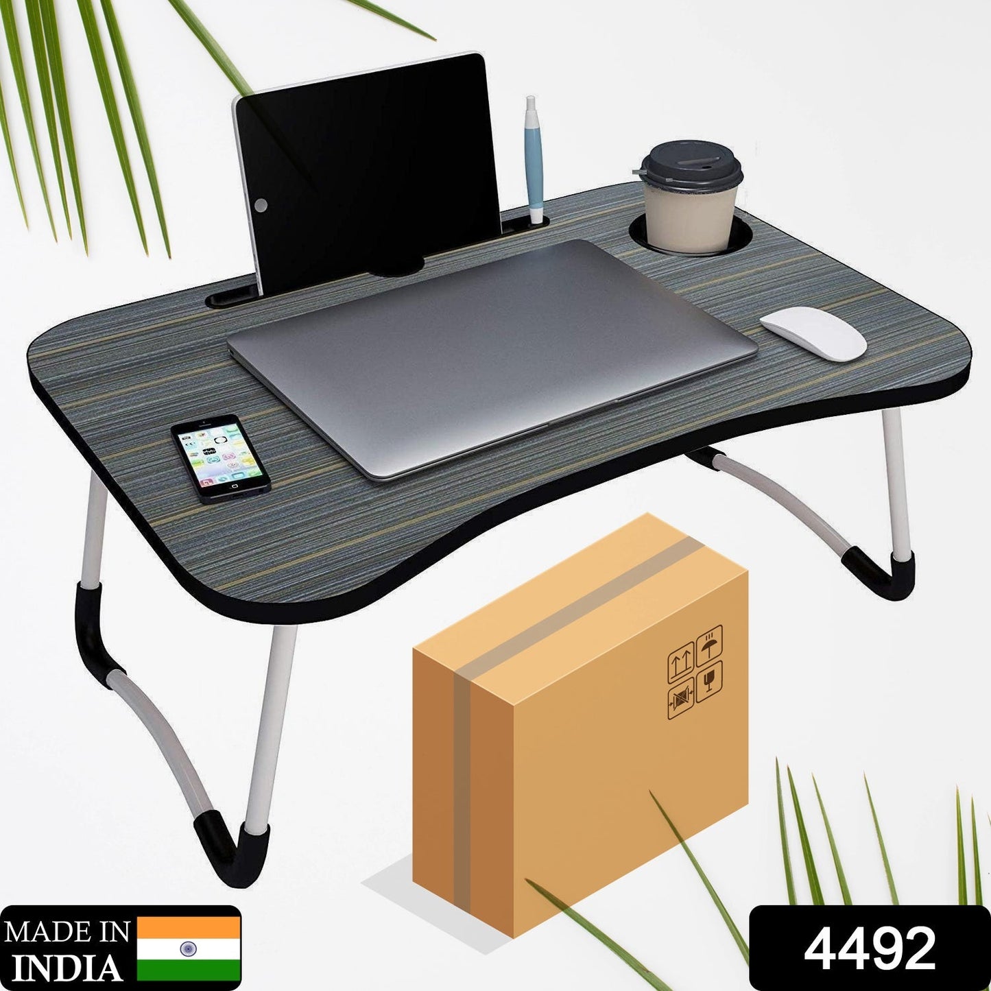 4492 Multi-Purpose Laptop Desk for Study and Reading with Foldable Non-Slip Legs Reading Table Tray , Laptop Table ,Laptop Stands, Laptop Desk, Foldable Study Laptop Table Dukandaily