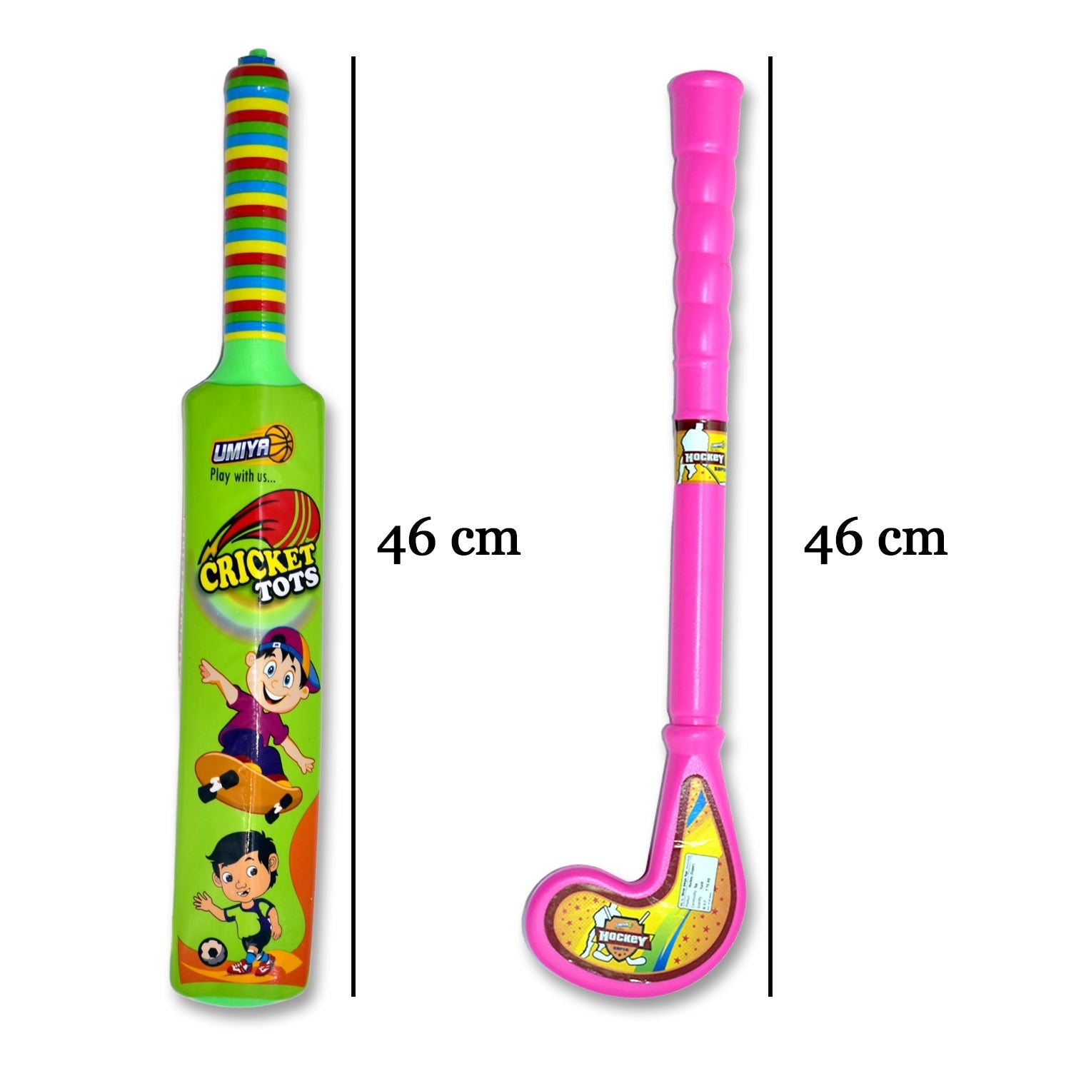 8002 Combo of Light Weight Plastic Bat, Ball & Hockey for Kids, Boys, Indoor, Outdoor Play Dukandaily