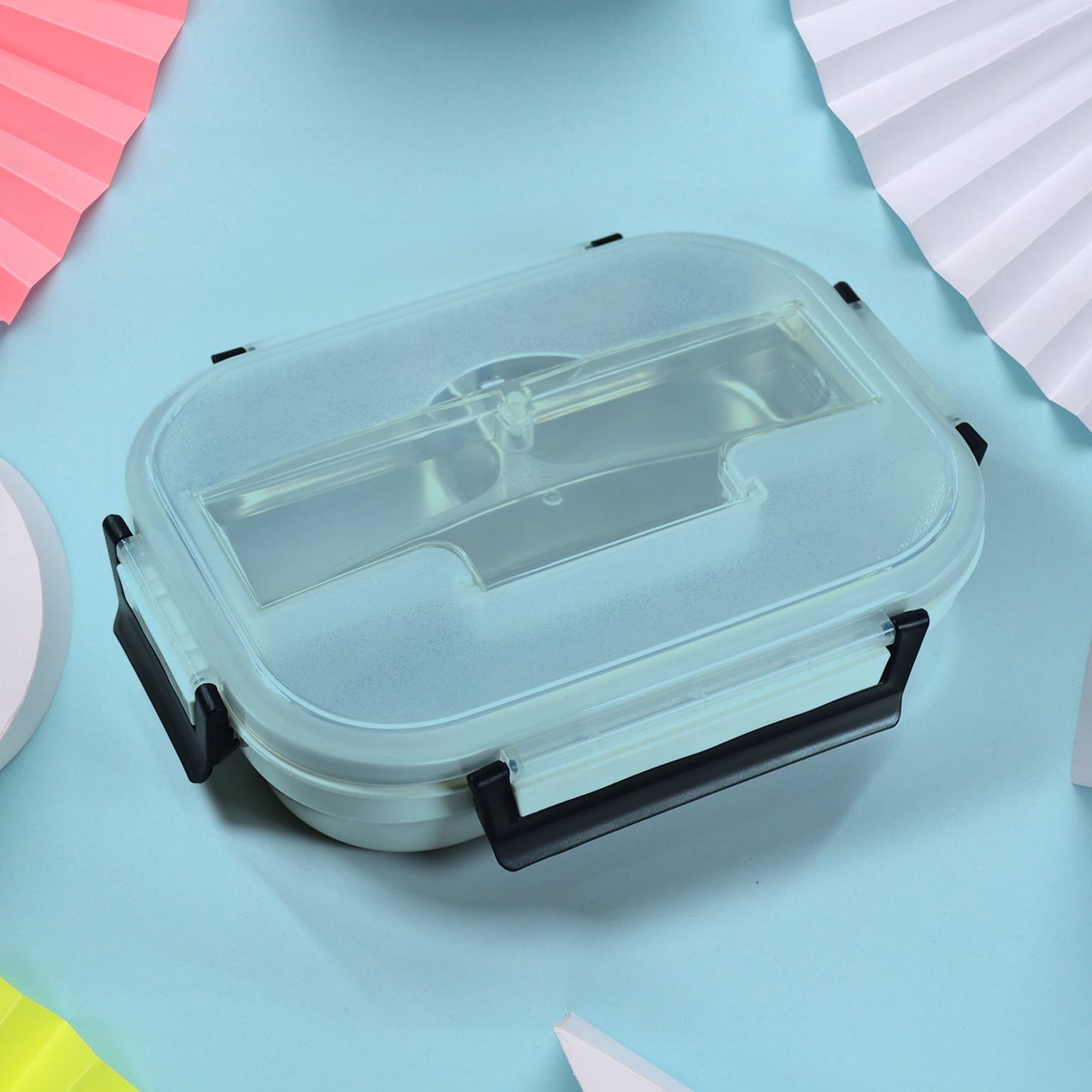 2977 Lunch Box for Kids and adults, Stainless Steel Lunch Box with 3 Compartments With spoon slot. Dukandaily