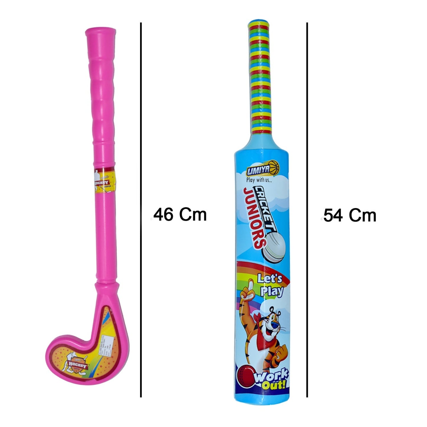8023 Combo of Light Weight Plastic Bat, Ball & Hockey for Kids Dukandaily