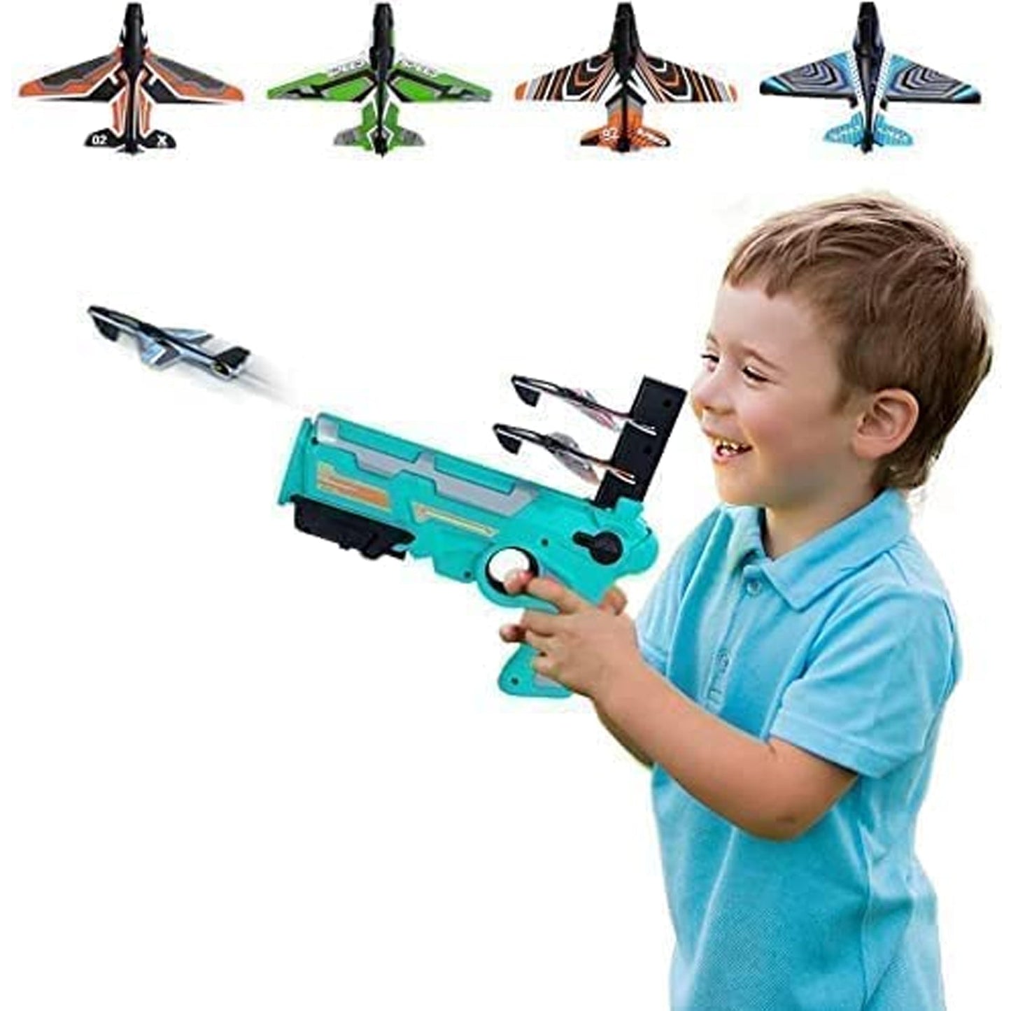 4413A Airplane Launcher Gun Toy with Foam Glider Planes, Outdoor Games for Children, Best Aeroplane Toys for Kids, Air Battle Gun Toys  ( 5 Plane Include ) Dukandaily