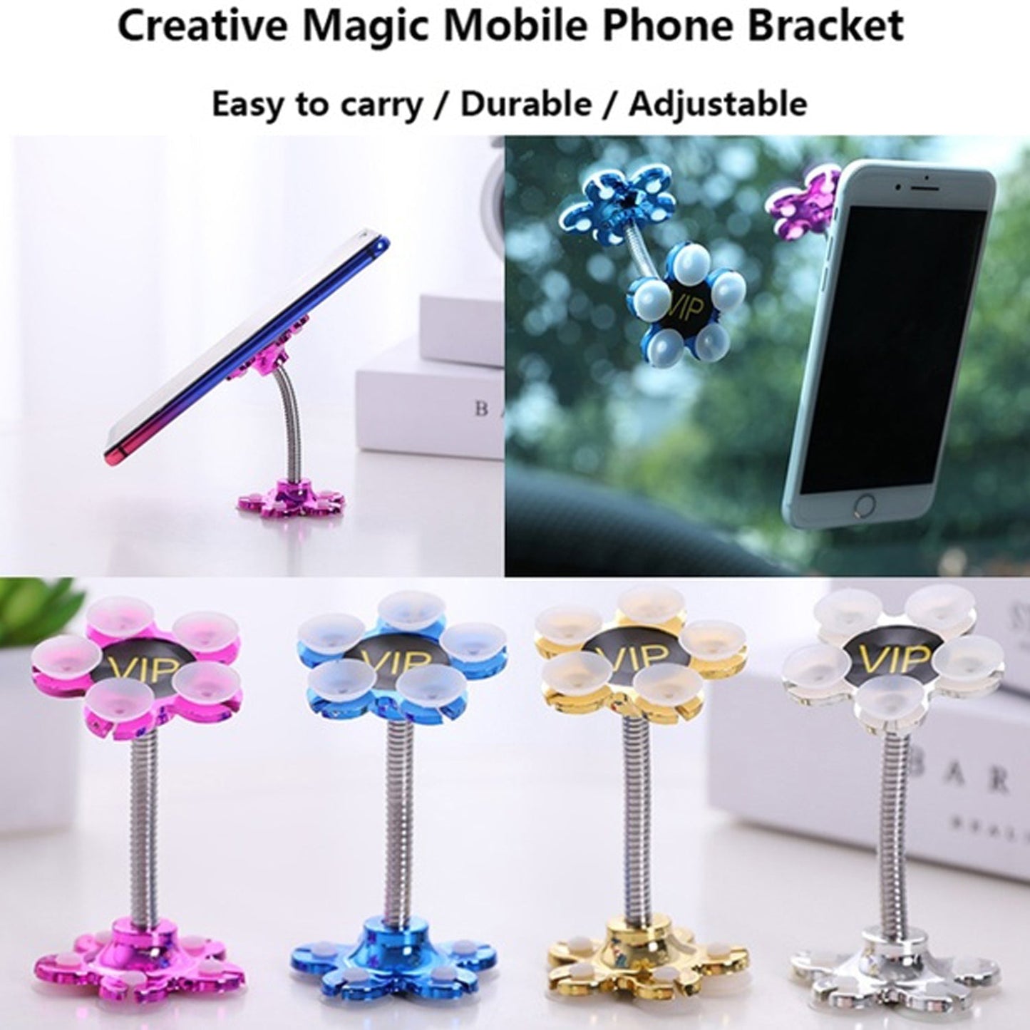 0637A Phone Holder, 360°Rotatable Phone Stand Multi-Function Double-Sided Suction Cup Mobile Phone Holder Dukandaily