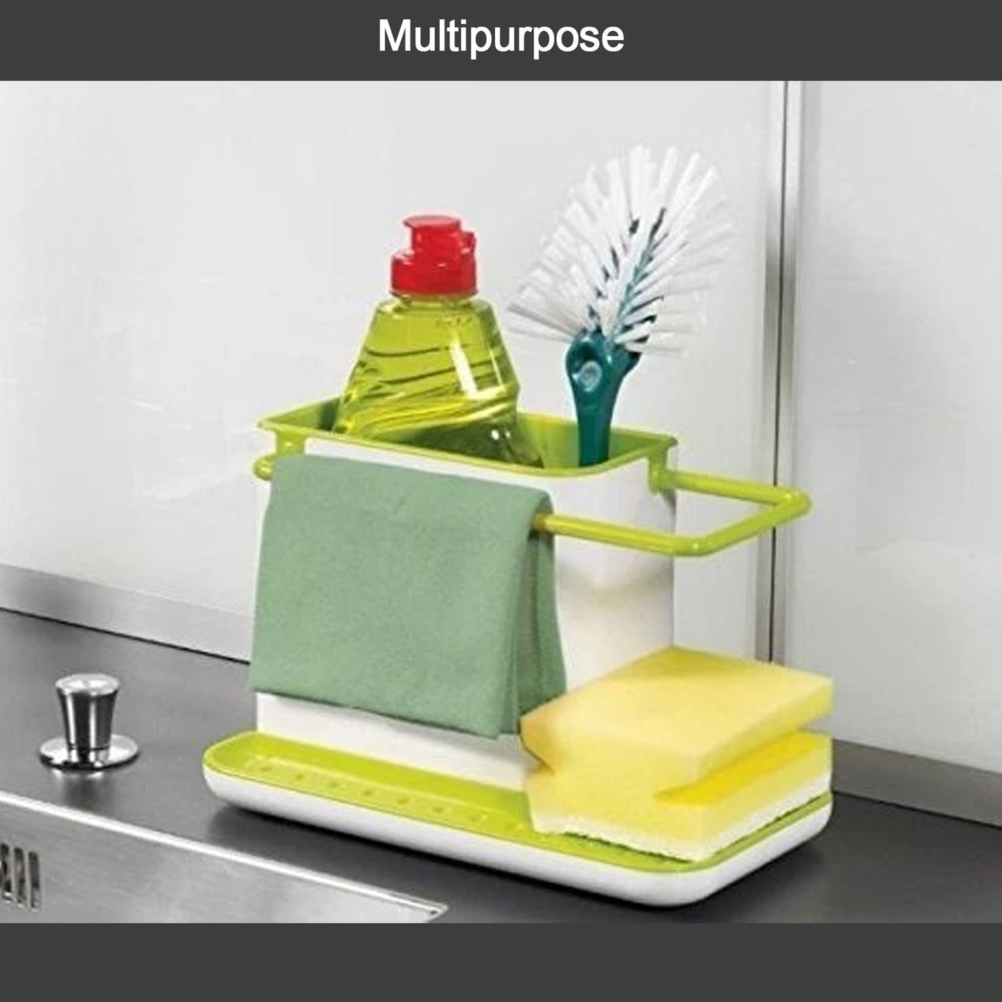 2155A Plastic 3-in-1 Stand for Kitchen Sink Organizer Dispenser for Dishwasher Liquid Dukandaily