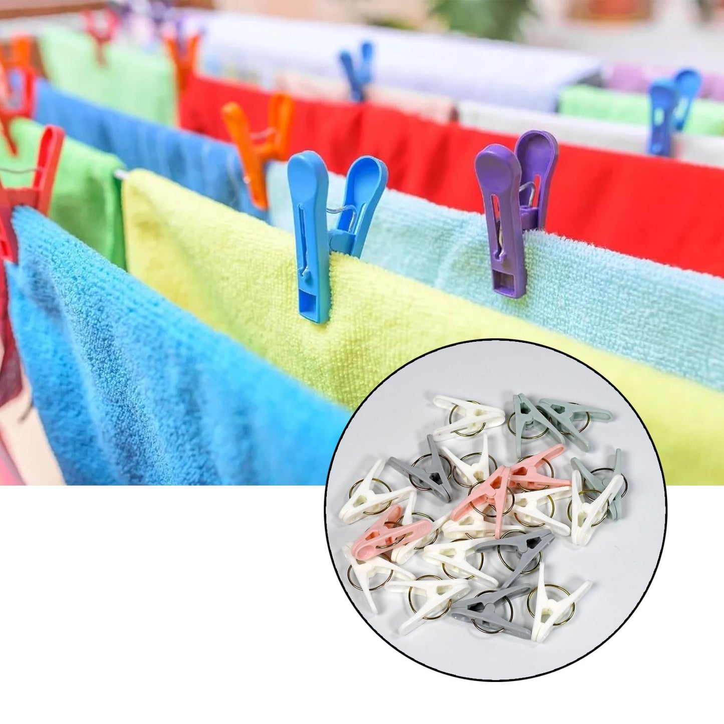4523  Plastic Cloth Clips for Cloth Dying Cloth Clips Multipurpose Clothes Pins for Indoor and Outdoor Use Strong and Durable Clips For Clothes Drying ( Pack Of 20pc ) Dukandaily