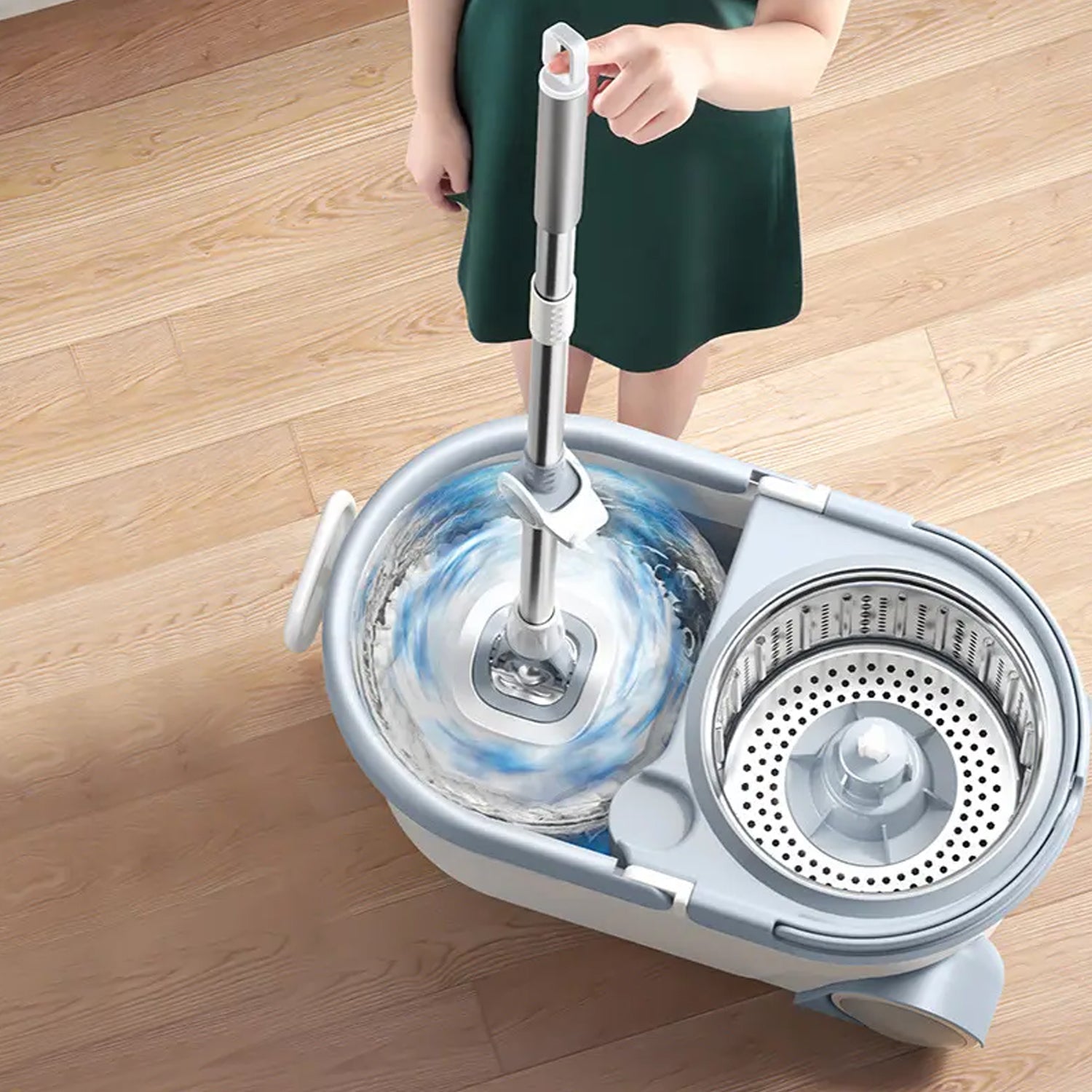 1184 Quick Spin Mop With Steel Spin, Bucket Floor Cleaning, Easy Wheels & Big Bucket, Floor Cleaning Mop with Bucket Dukandaily