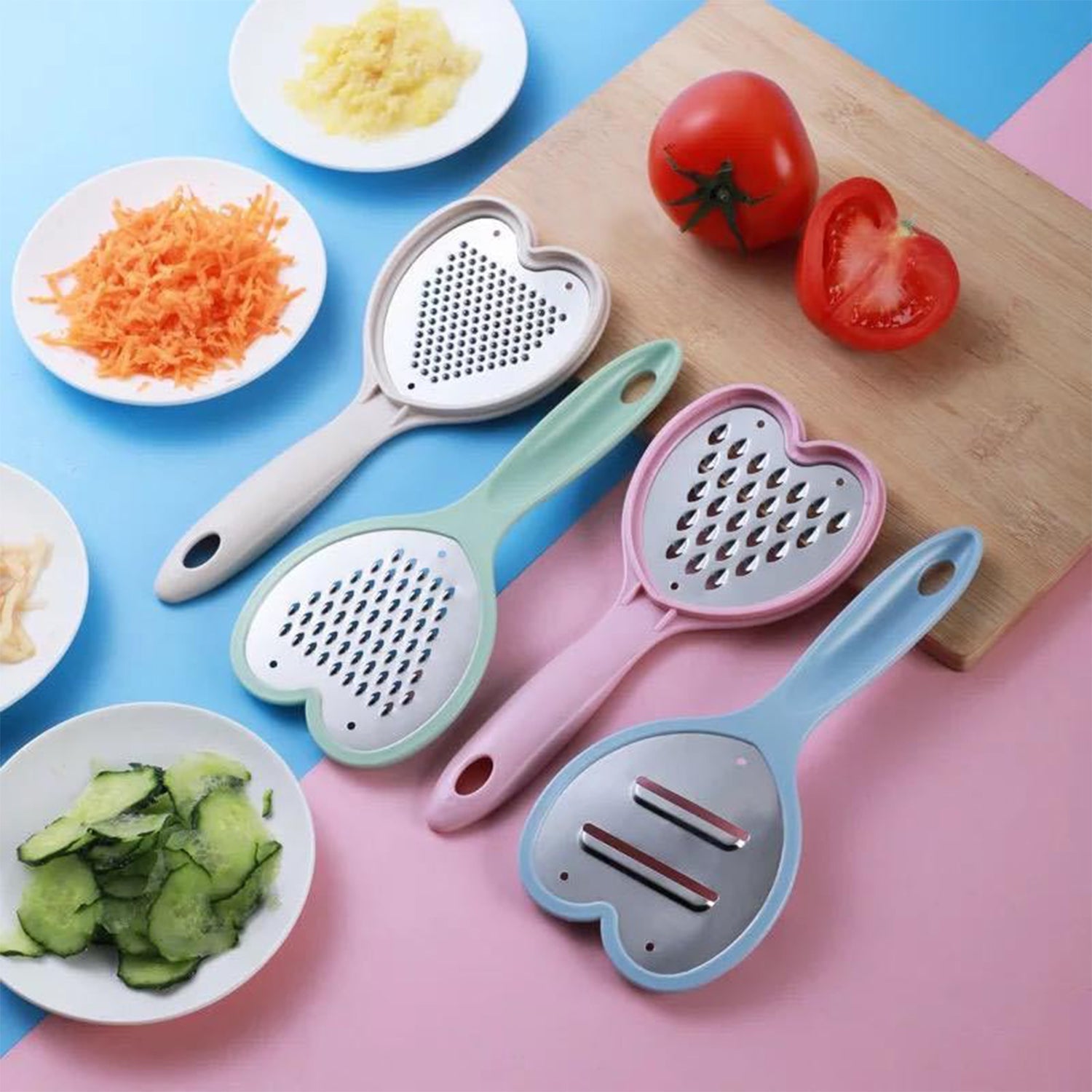 2587a Heart Grater Set and Heart Grater Slicer Used Widely for Grating and Slicing of Fruits, Vegetables, Cheese Etc. Including All Kitchen Purposes. Dukandaily