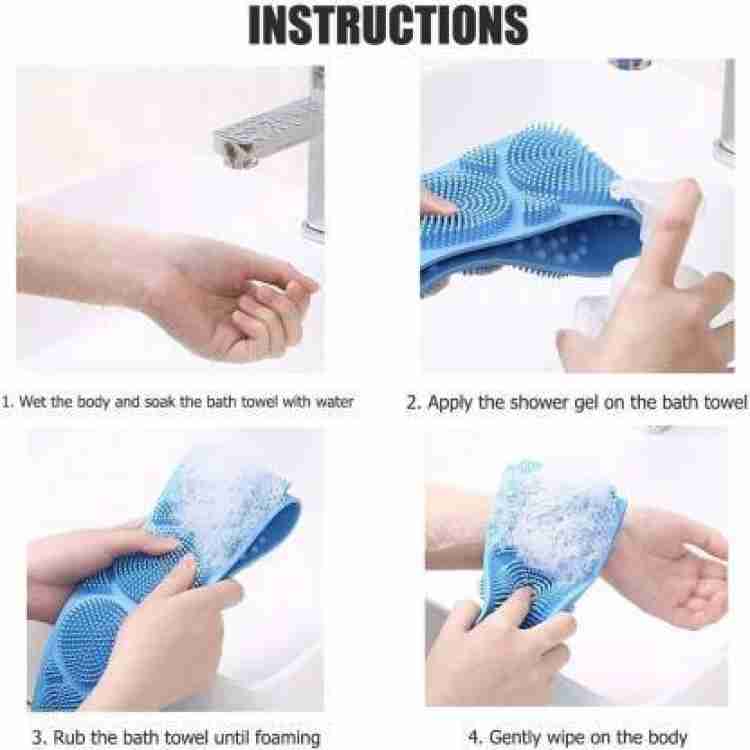 1302A Silicone Body Back Scrubber Double Side Bathing Brush for Skin Deep Cleaning, Scrubber Belt Dukandaily