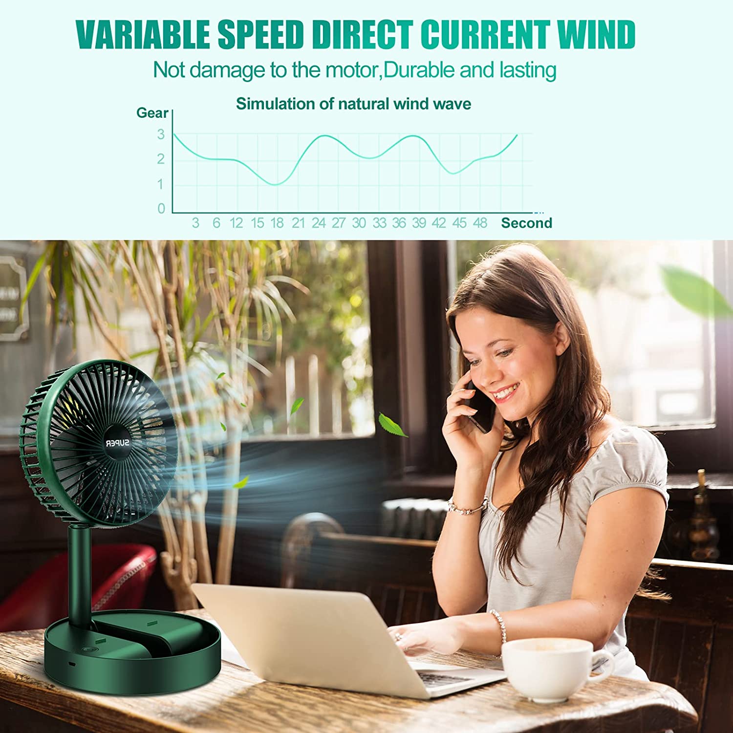 4613 Telescopic Electric Desktop Fan, Height Adjustable, Foldable & Portable for Travel/Carry | Silent Table Top Personal Fan for Bedside, Office Table Dukandaily