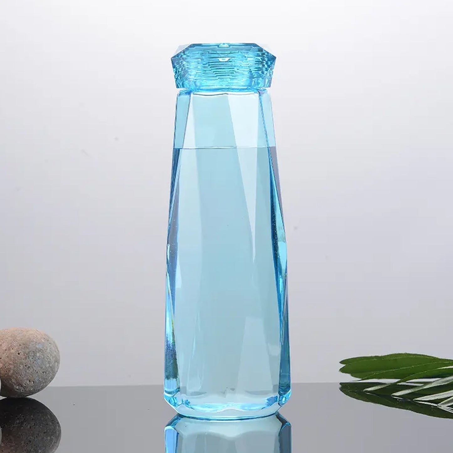 5213 Glass Fridge Water Bottle Plastic Cap With Two Water Glass For Home & Kitchen Use Dukandaily