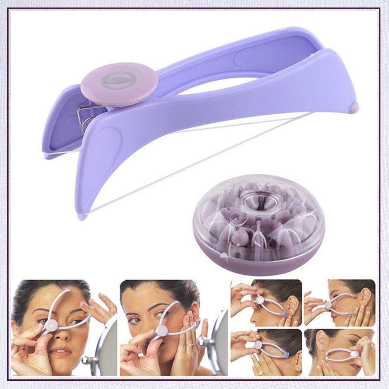 1214A Slique Painless Eyebrow, Upper Lips, Face and Body Hair Removal Threading Manual Tweezer Machine Shaver System Kit Dukandaily