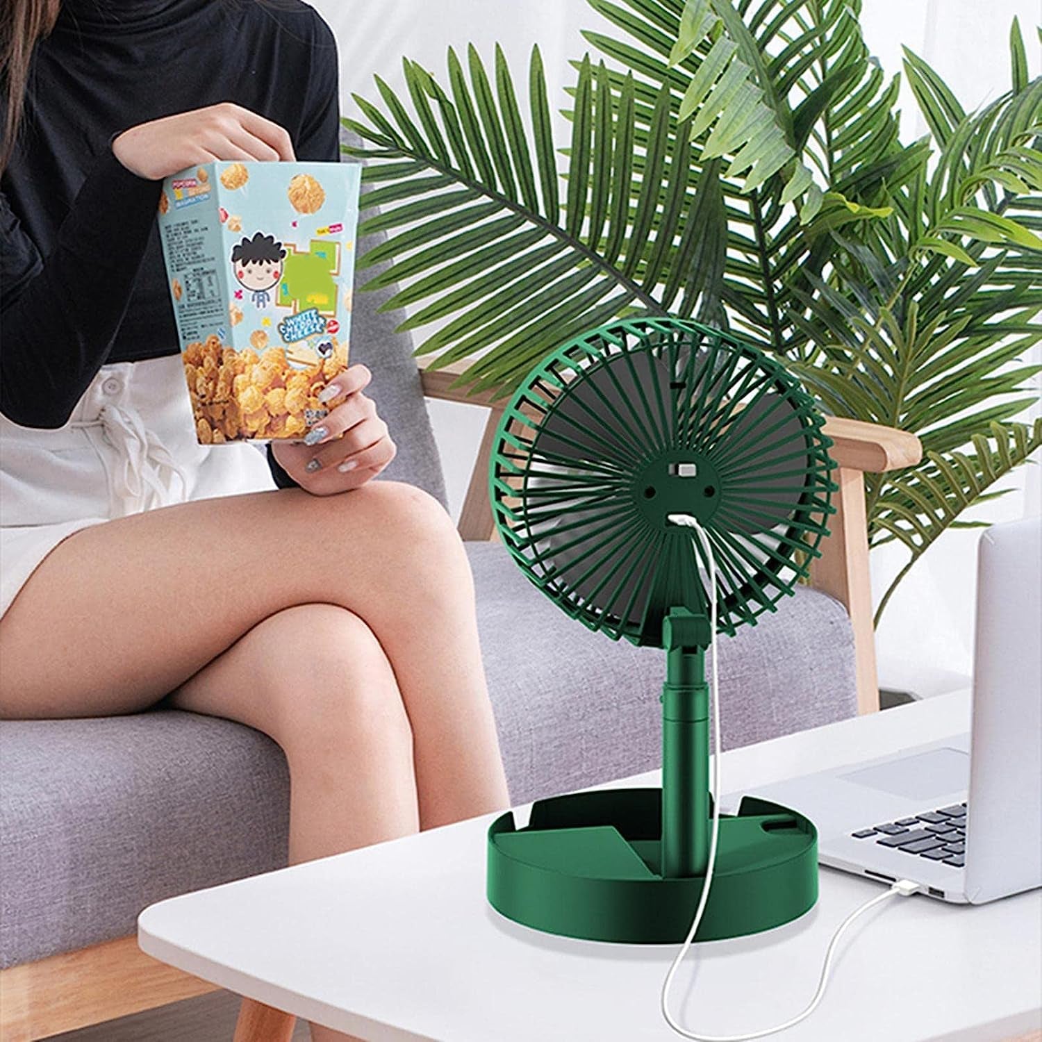 4613A Telescopic Electric Desktop Fan, Height Adjustable, Foldable & Portable for Travel/Carry | Silent Table Top Personal Fan for Bedside, Office Table Dukandaily