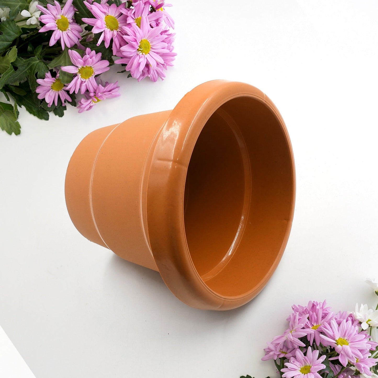 0744 Home Garden Heavy Plastic Flower Planter Round  Pot/Gamla 13cm, Pack of 1