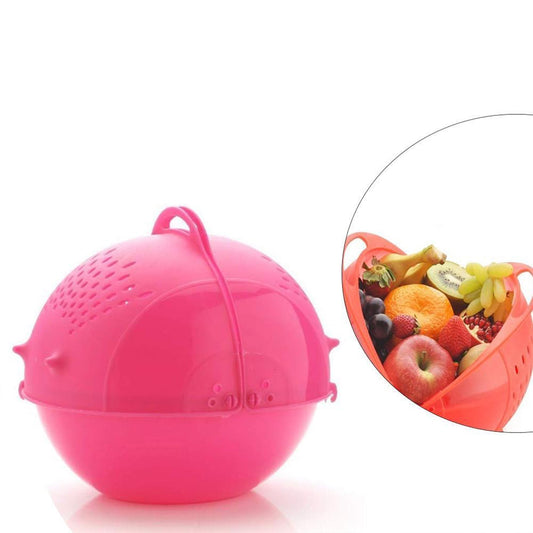 2145  Plastic Revolving Multi Functional Rice, Vegetable Fruit Wash Basket Bowl (Multi Colour) Dukan Daily