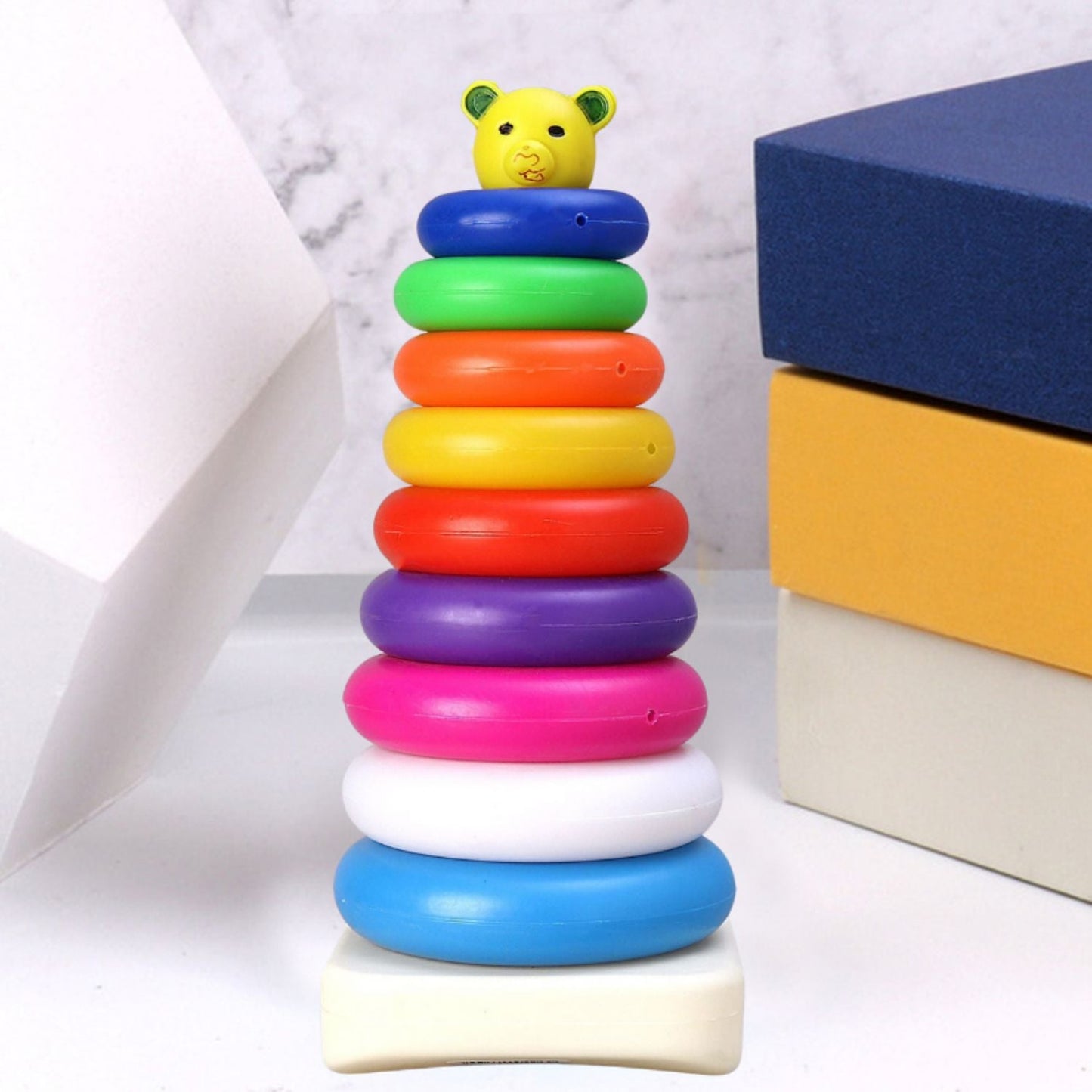 8015 Plastic Baby Kids Teddy Stacking Ring Jumbo Stack Up Educational Toy 9pc Dukandaily