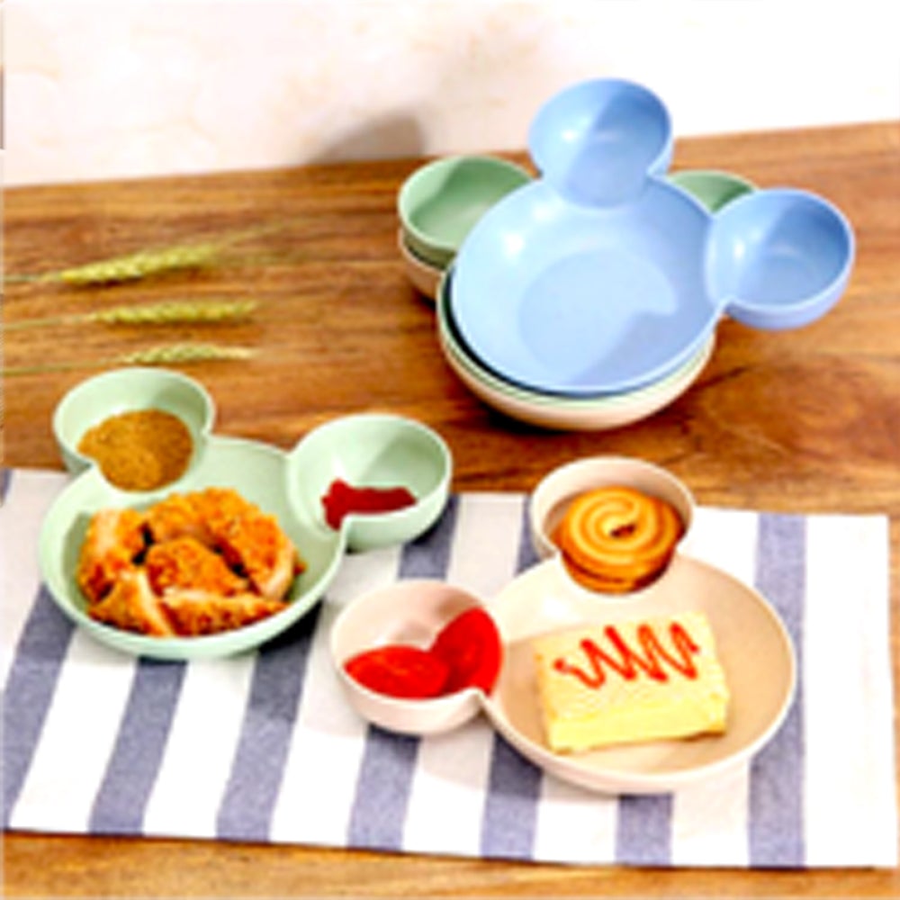 0863A Unbreakable Plastic Mickey Shaped Kids/Snack Serving Plate (Without Sticker) DeoDap